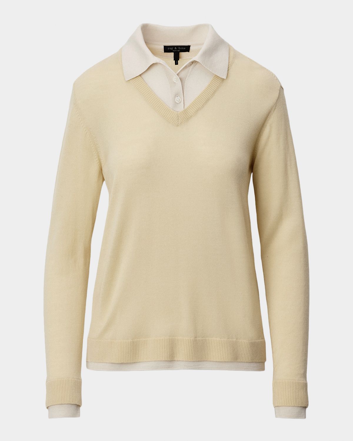 Rag & Bone Anne Layered Wool Polo Sweater