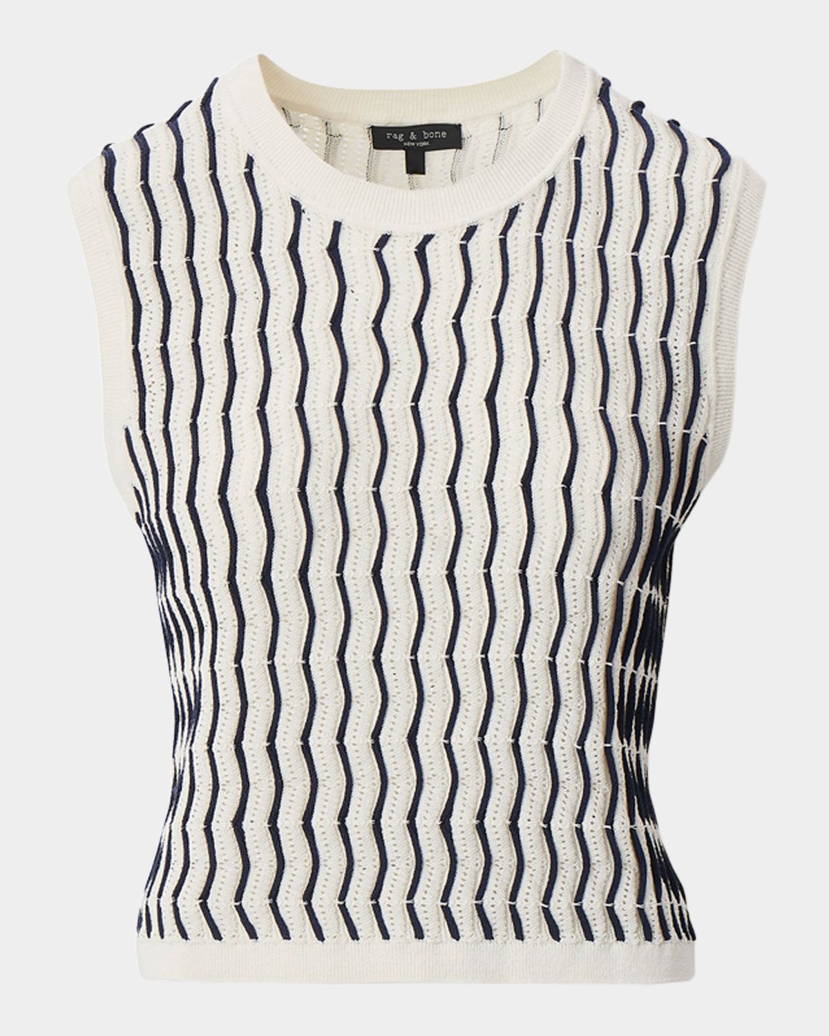 Rag & Bone Leslie Striped Pointelle-Knit Vest