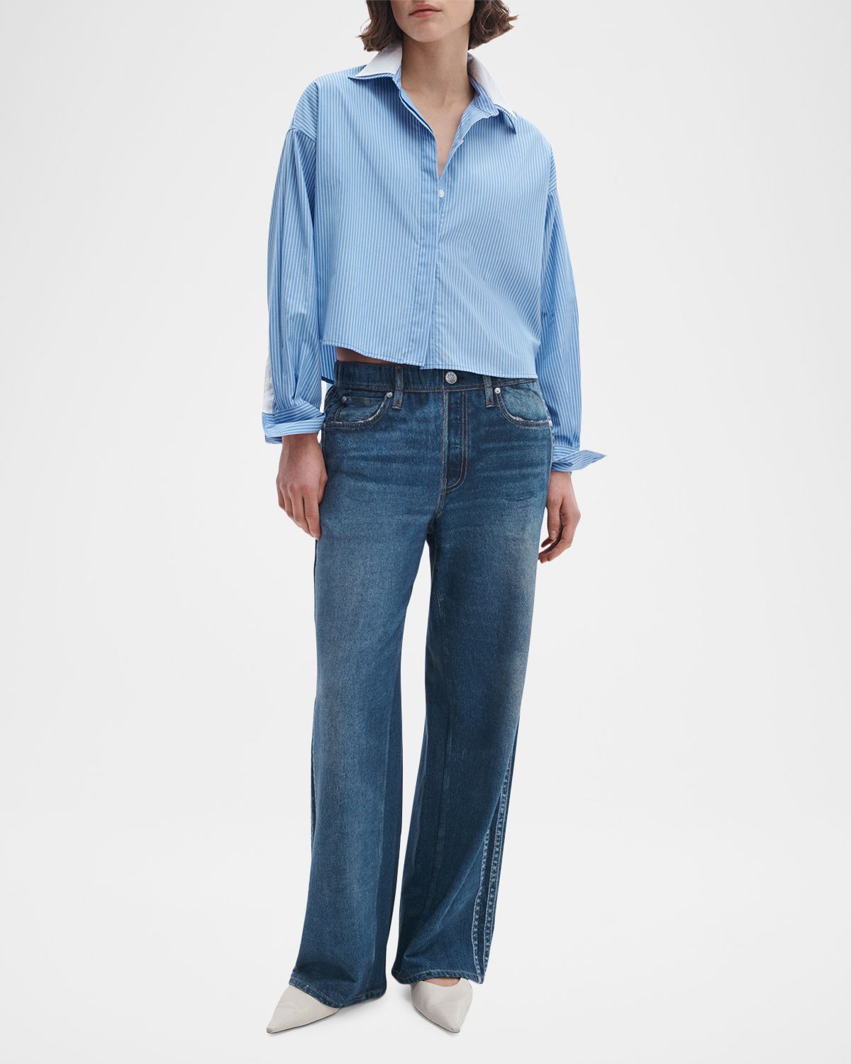 Rag & Bone Marin Stripe Layered Cotton Shirt