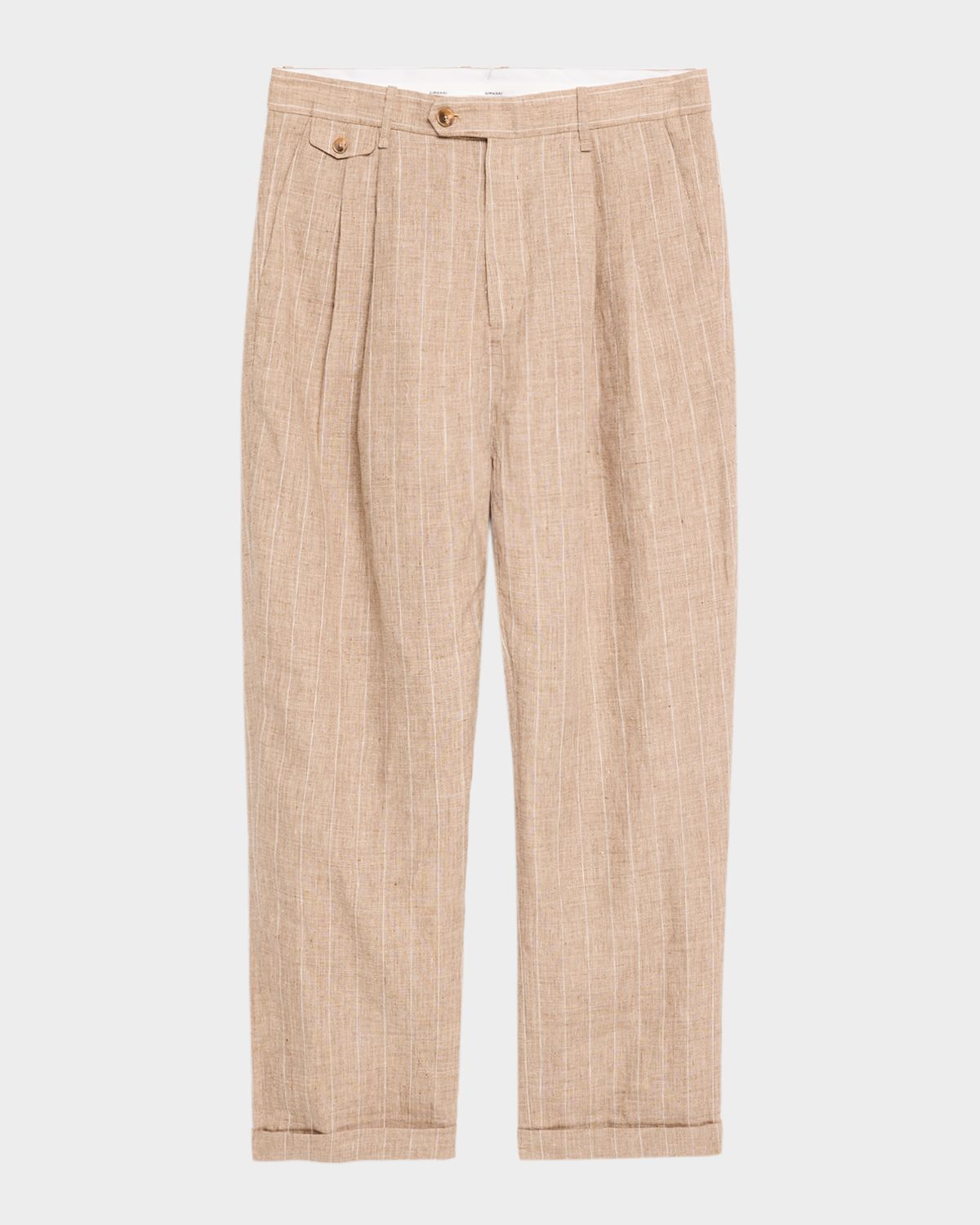 SIMKHAI Men 's Jacob Striped Linen Pleated Pants