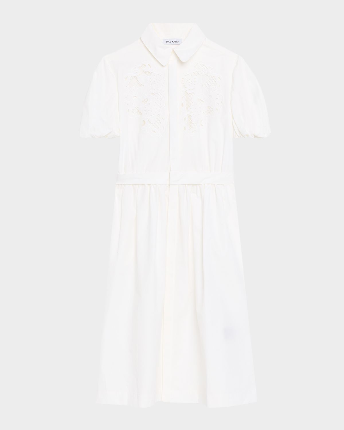 Dice Kayek Cotton Poplin Puff-Sleeve Shirtdress