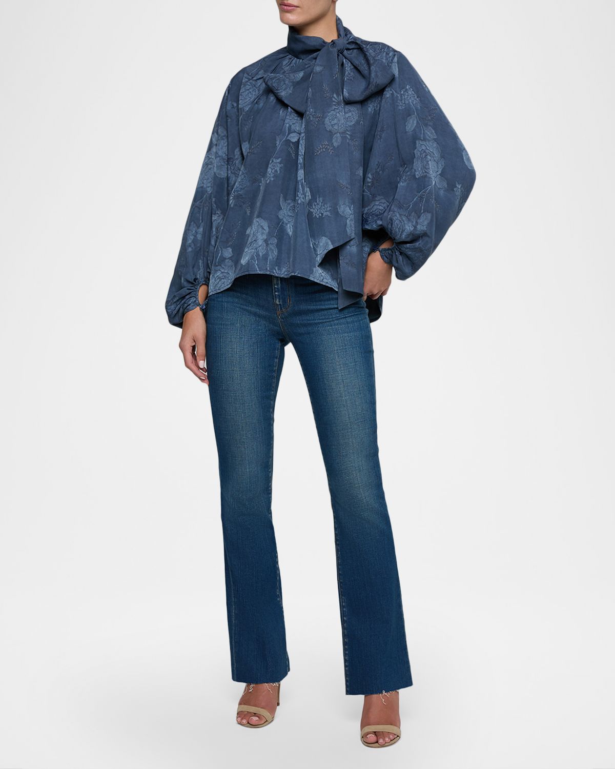 L 'Agence Rhett Oversized Floral Jacquard Blouse