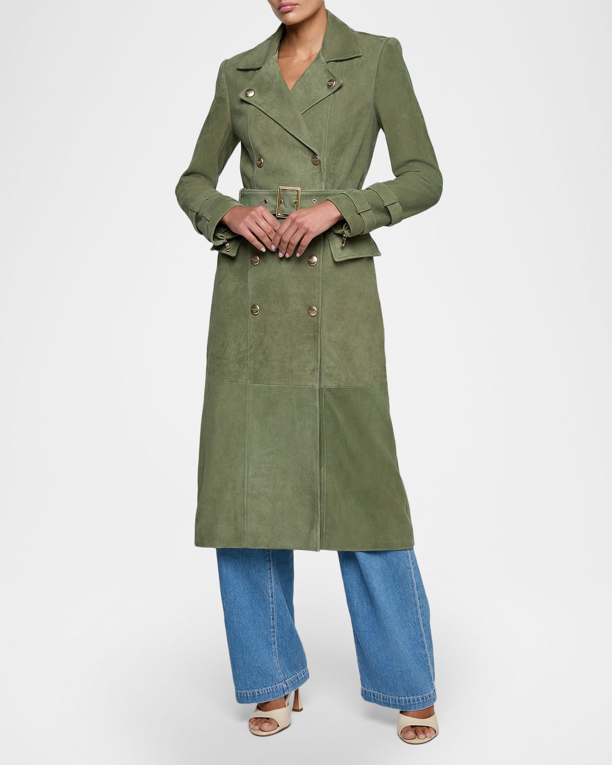L 'Agence Celina Suede Trench Coat