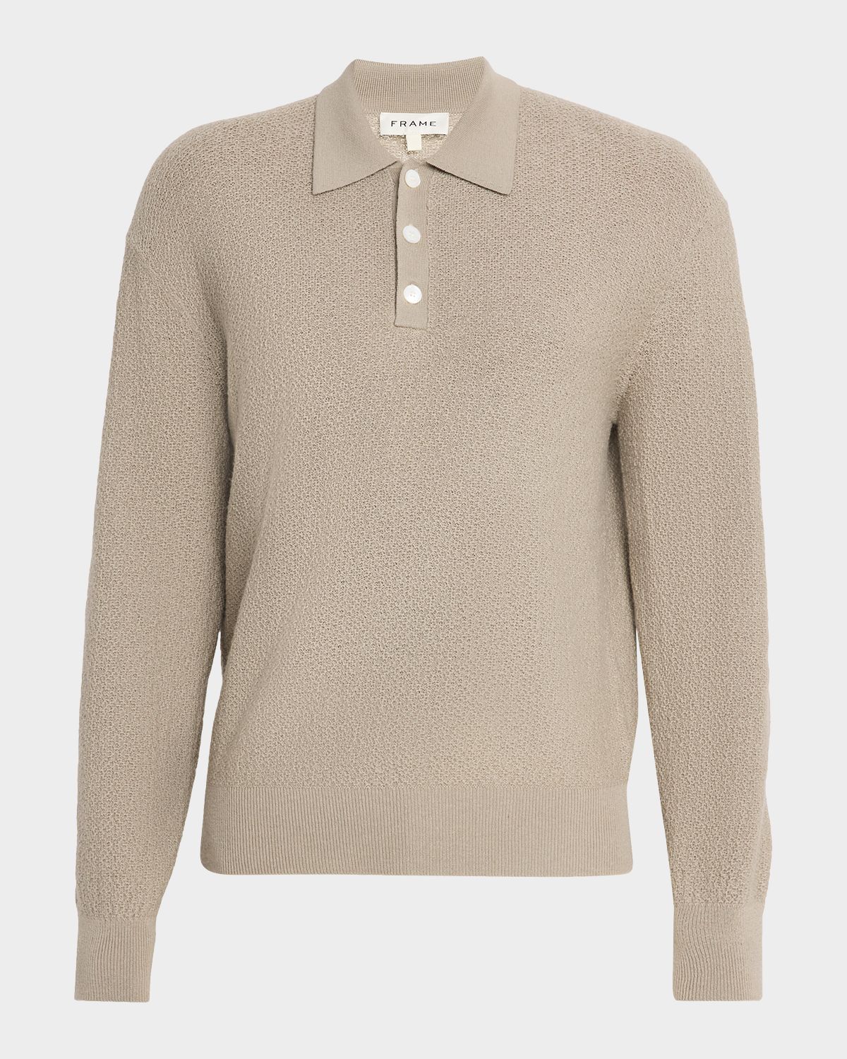 FRAME Men 's Textured Wool Polo Sweater