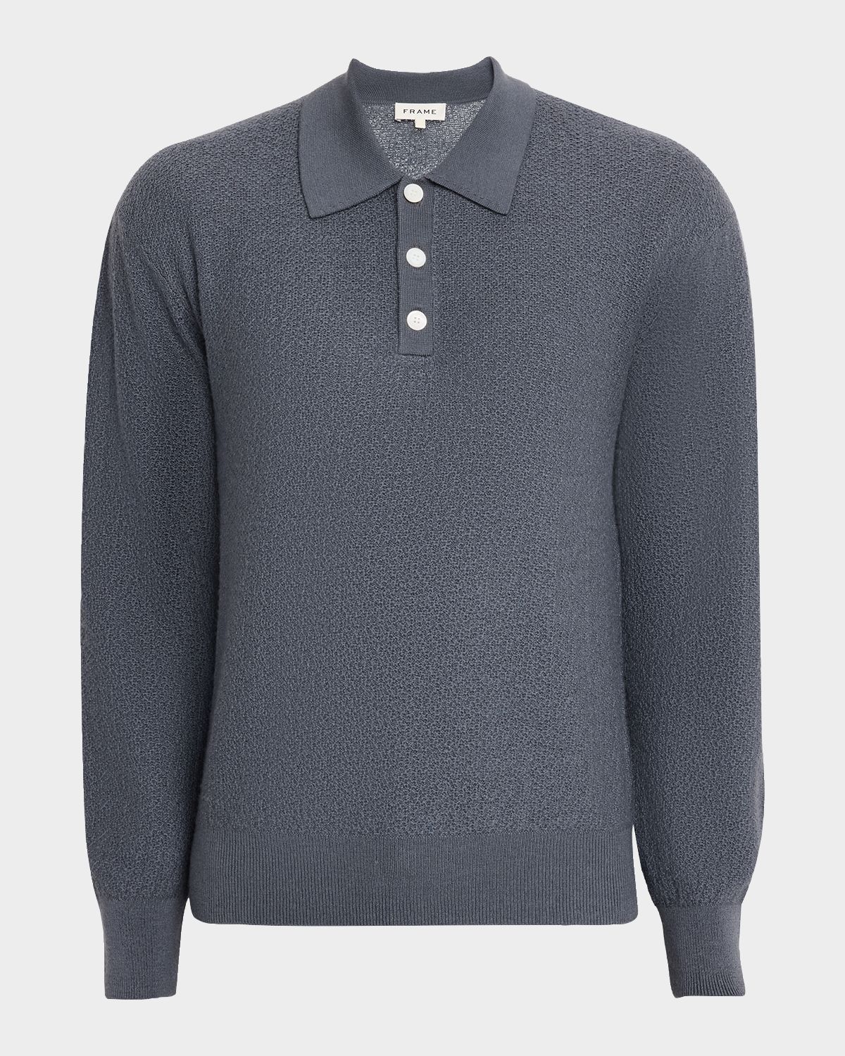 FRAME Men 's Textured Wool Polo Sweater
