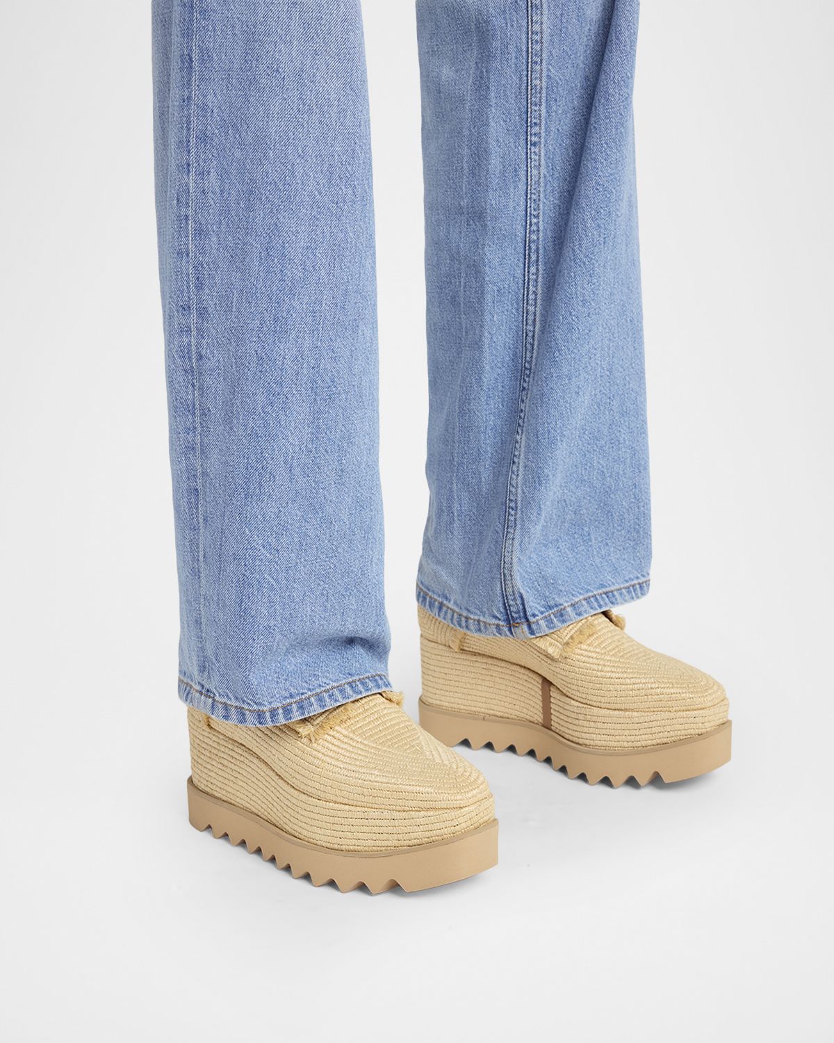 Stella McCartney 80mm Sneak-Elyse Raffia Platform Sneakers