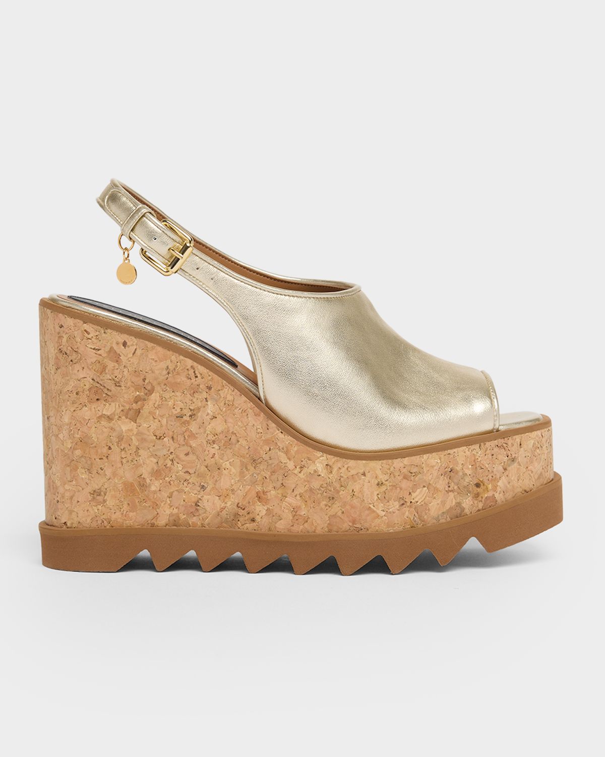 Stella McCartney 120mm Sneak-Elyse Metallic Vegan Leather Platform Sandals