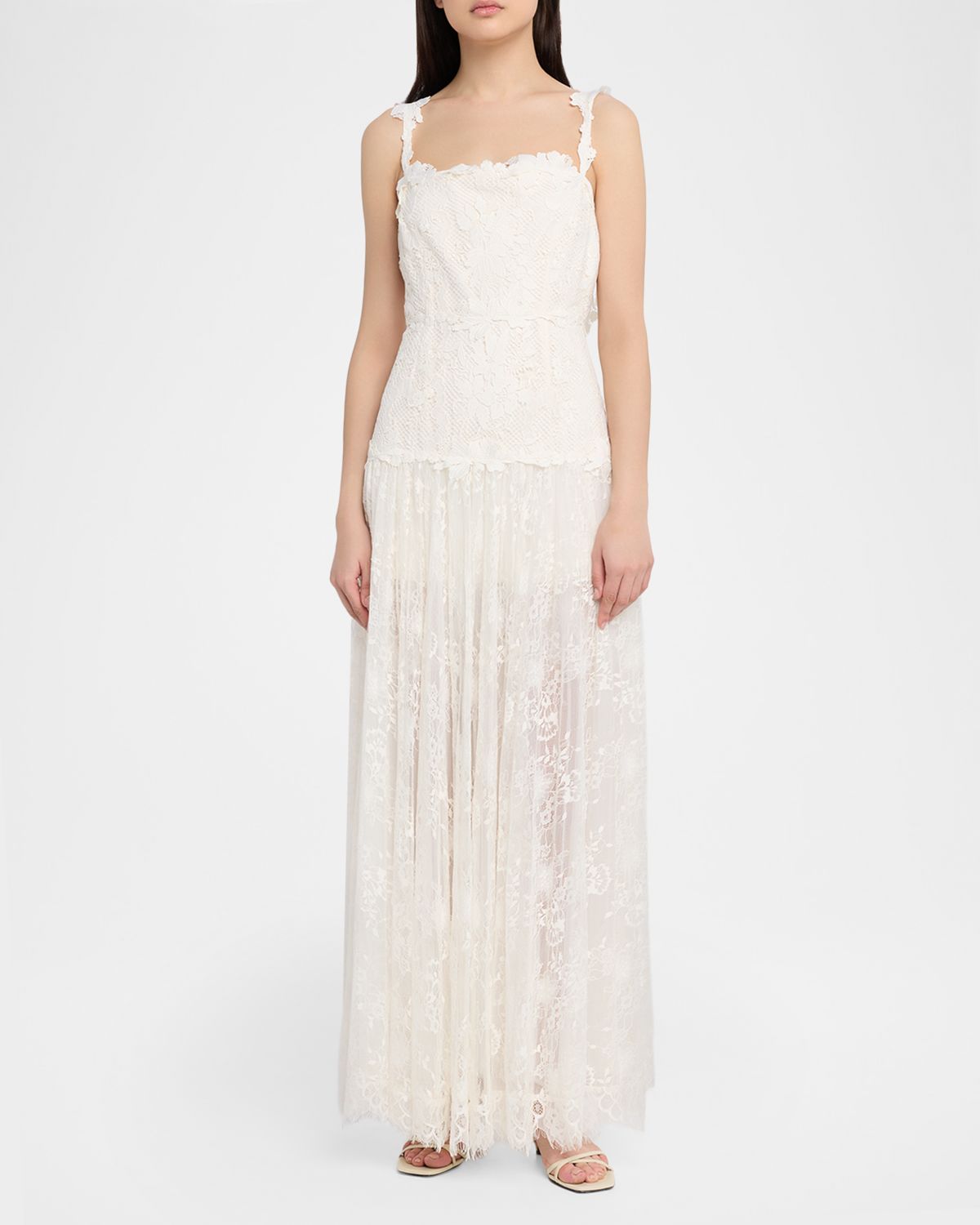 Kobi Halperin Ana Sleeveless Square-Neck Lace Maxi Dress