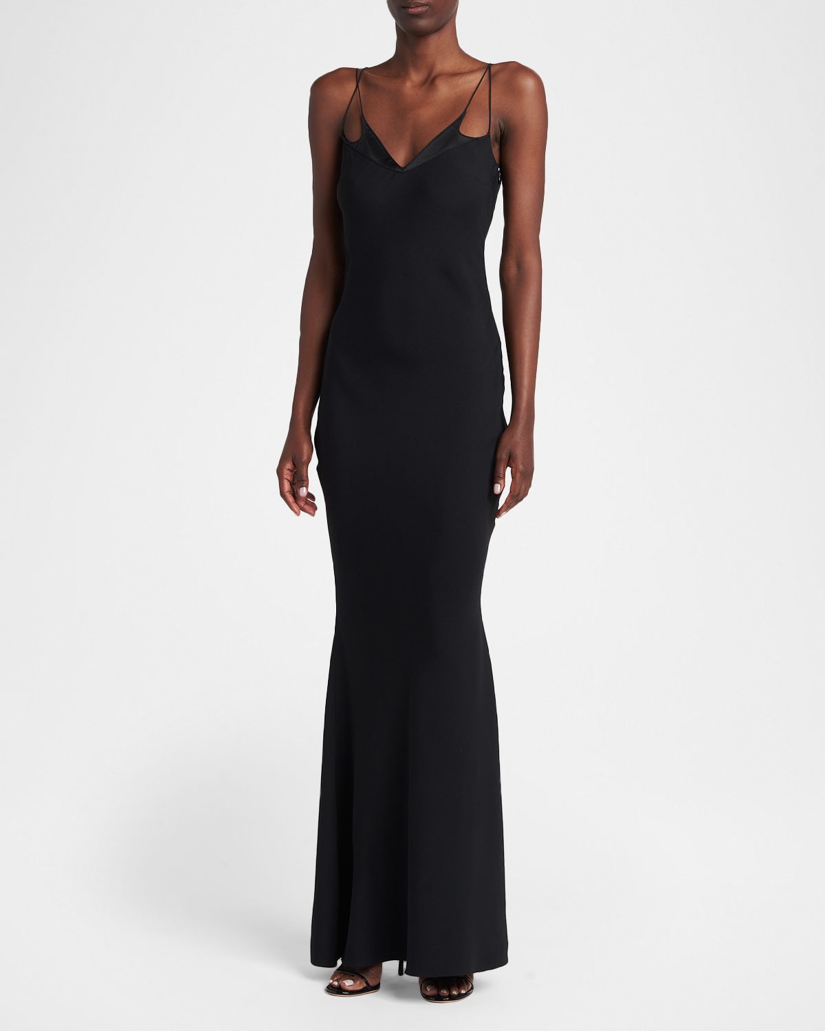 TOM FORD Strappy Satin Back Crepe Maxi Dress