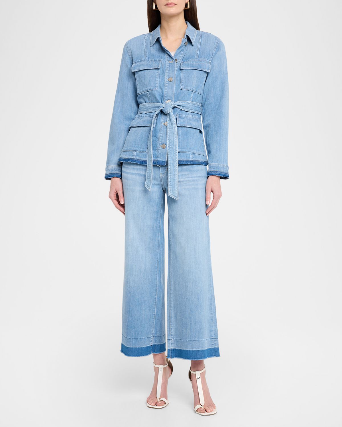 Kobi Halperin Rafaella Washed Denim Wide-Leg Cropped Jeans