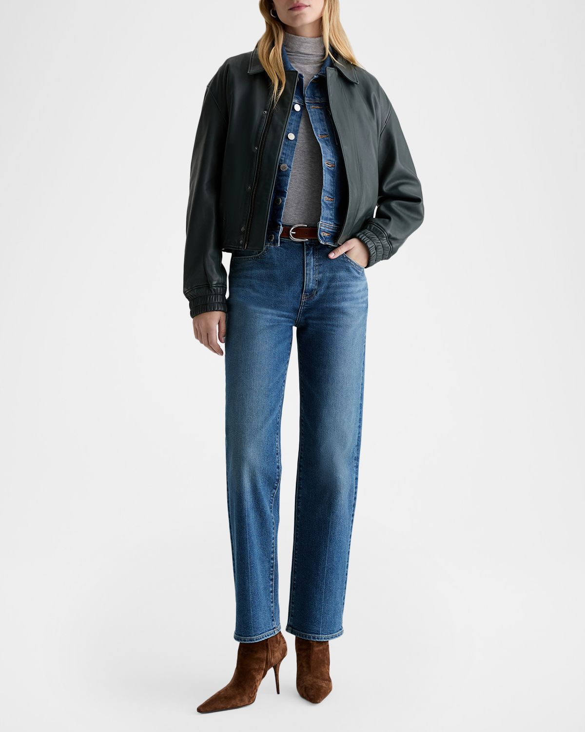 AG Jeans Brinley Straight-Leg Stretch Denim Jeans