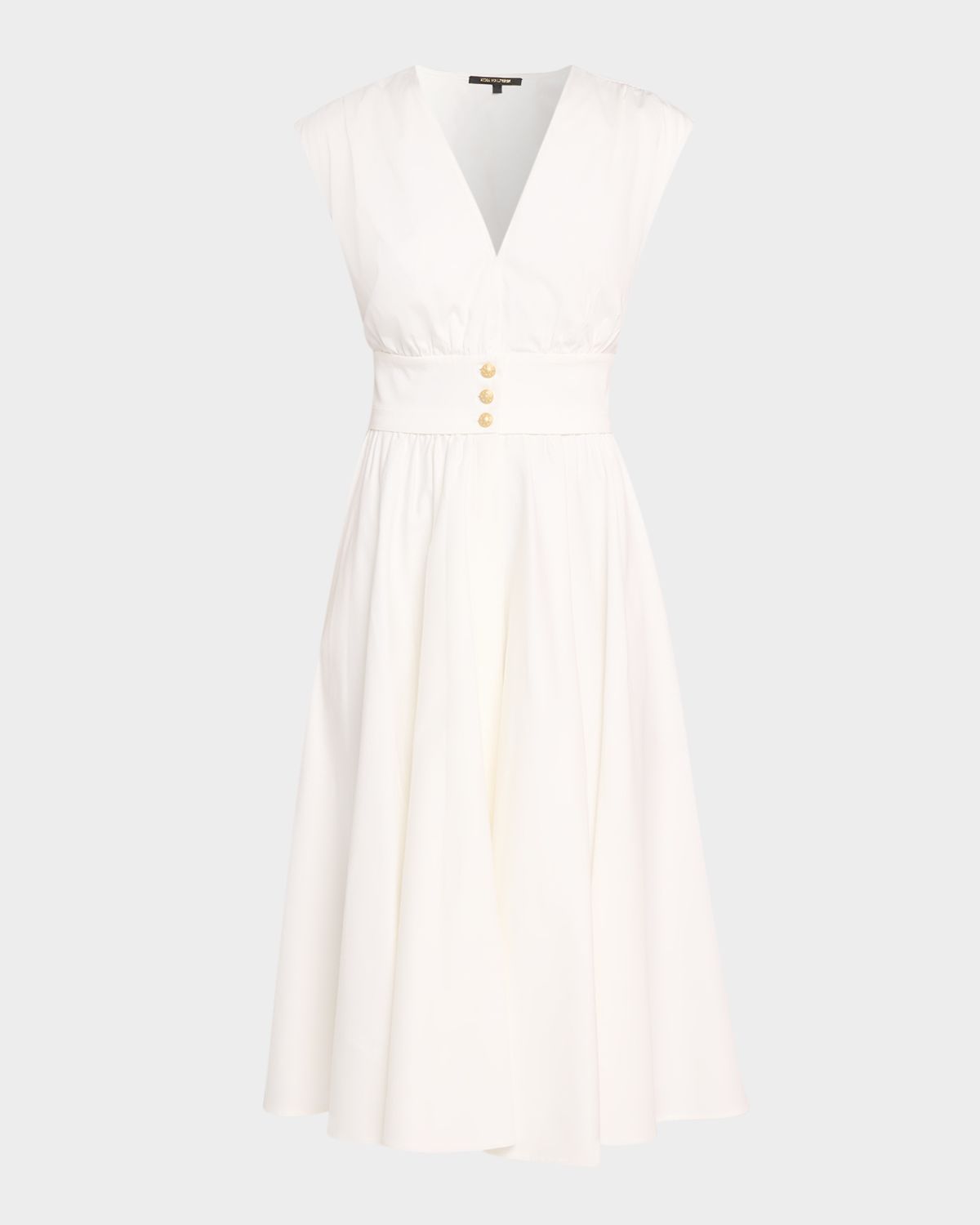 Kobi Halperin Rose Cap-Sleeve Midi Dress with Pockets
