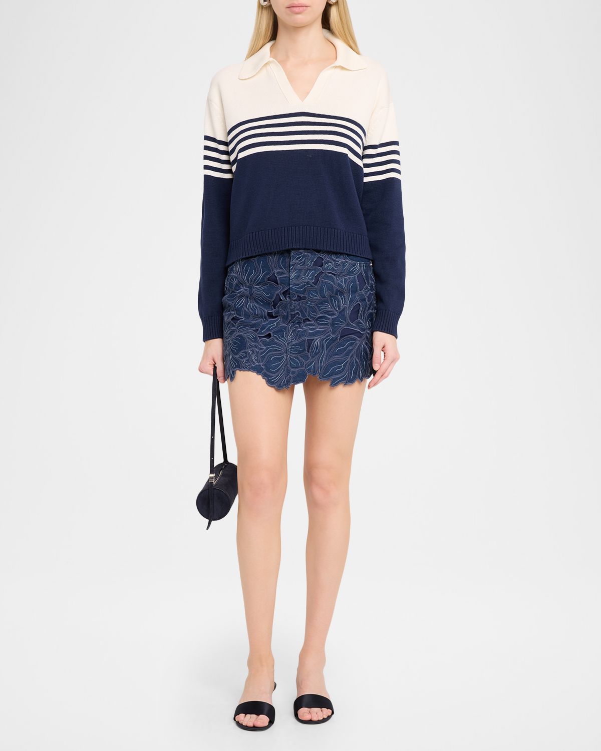 SIMKHAI Winnie Floral Denim Mini Skirt