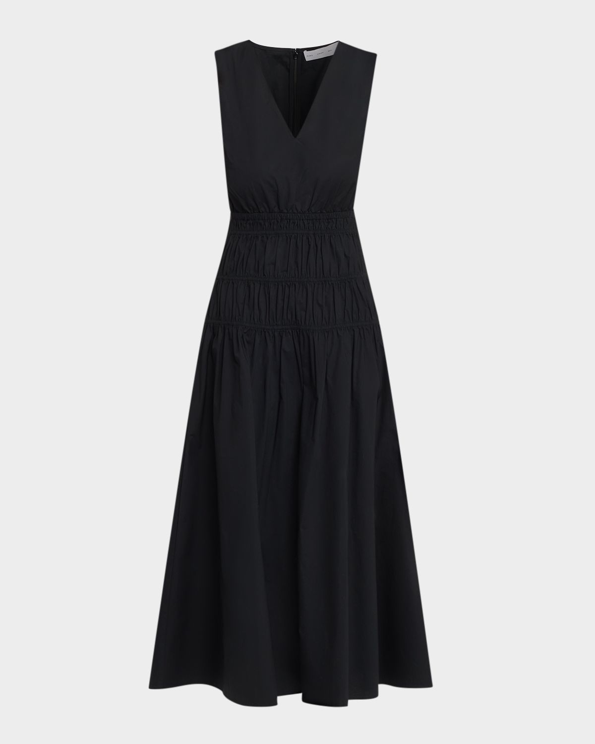 Proenza Schouler White Label Loren Sleeveless Ruched Waist Cotton Midi Dress