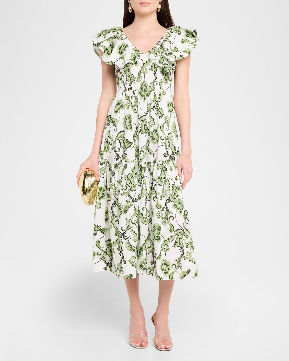 MISA Los Angeles Leona Ruffle Midi Dress