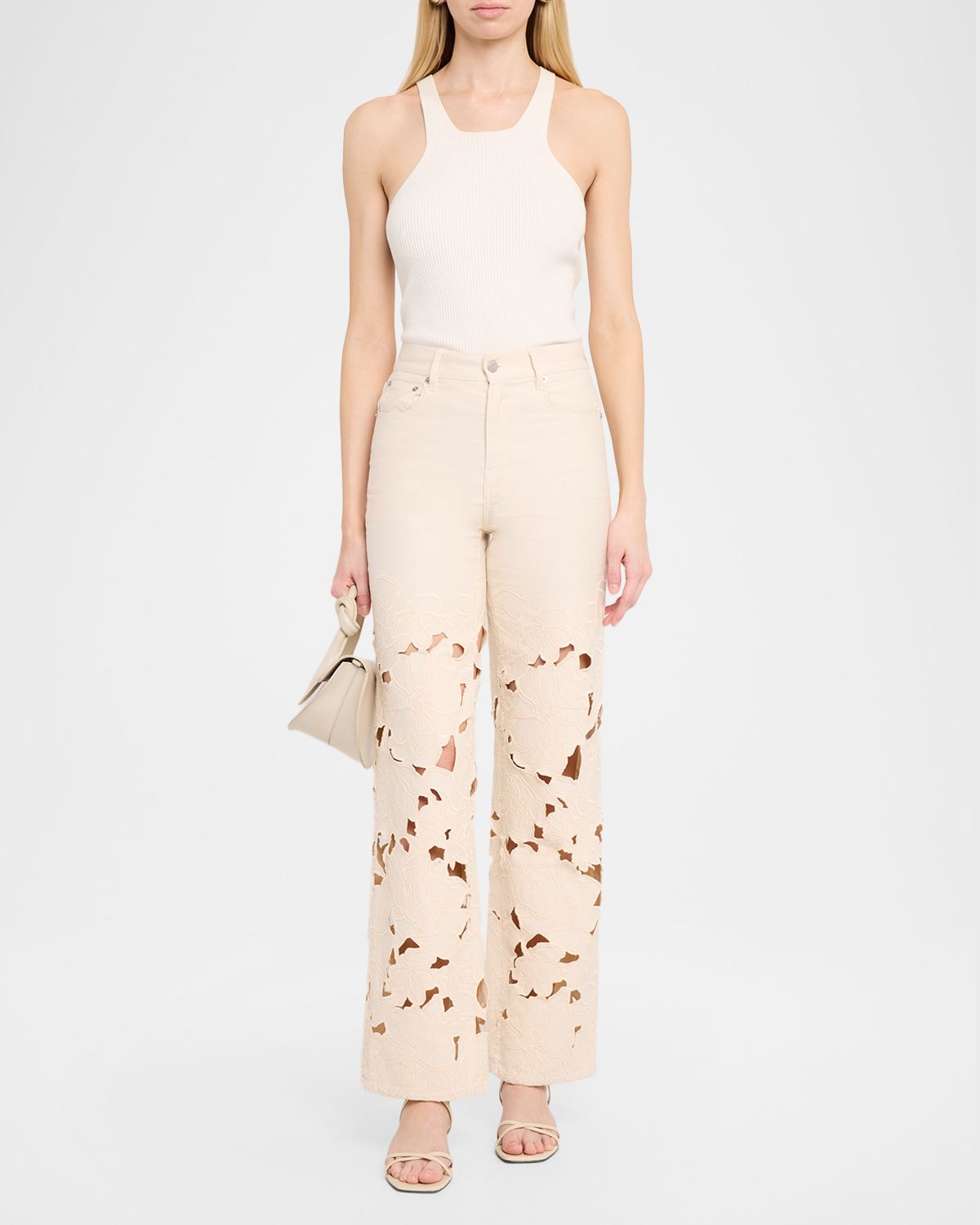 SIMKHAI Betty Embroidered Straight-Leg Jeans