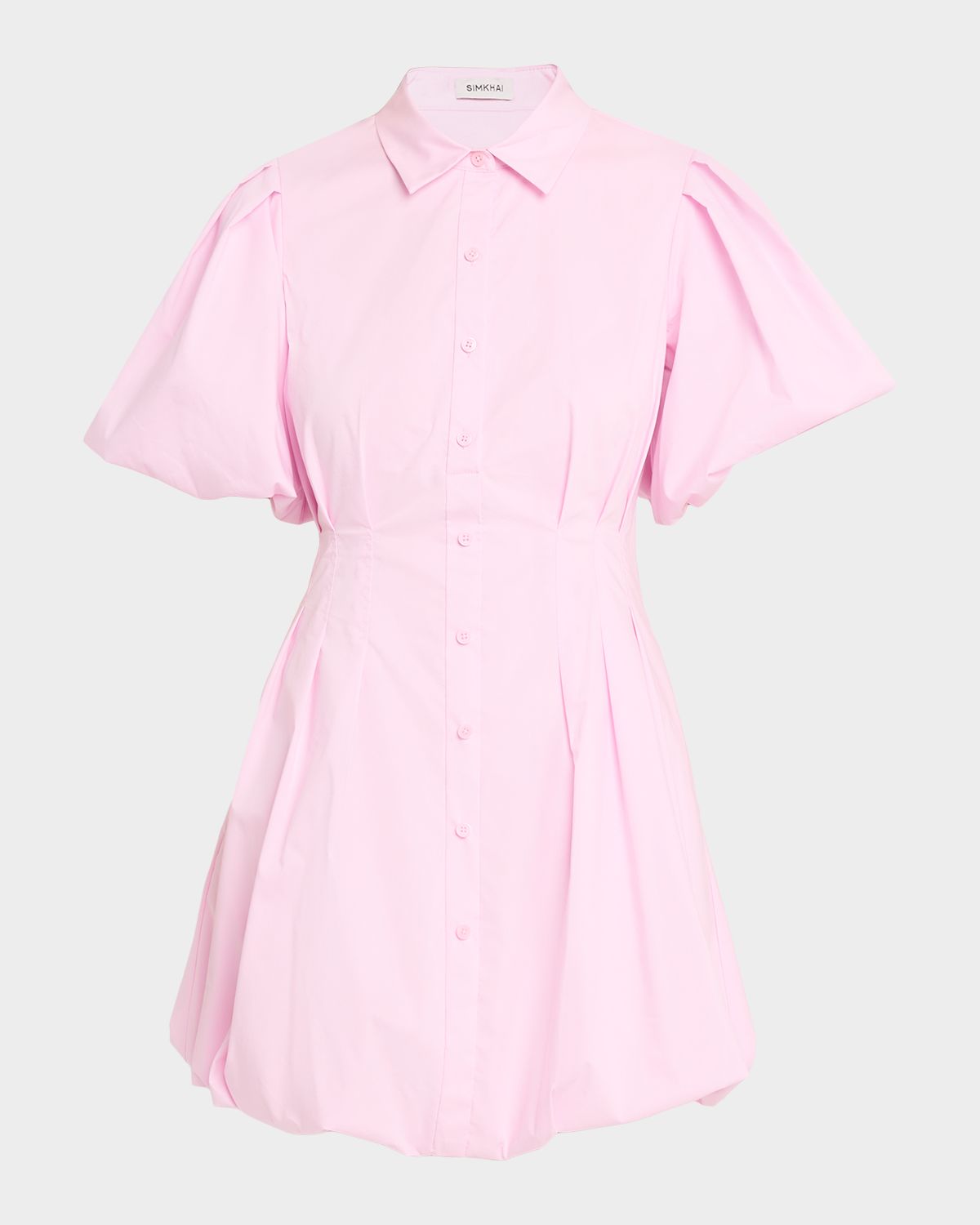 SIMKHAI Cleo Balloon Pintuck Poplin Mini Dress