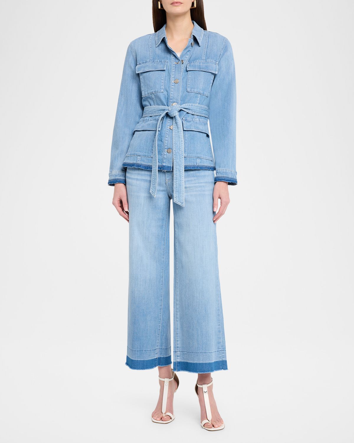 Kobi Halperin Becca Washed-Denim Self-Belt Utility Jacket