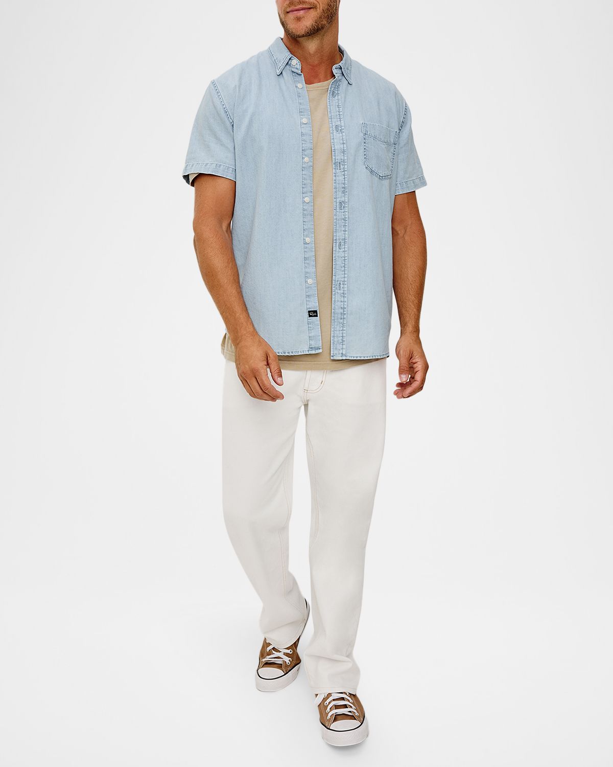 Rails Men 's Short-Sleeve Penn Shirt in Light Wash