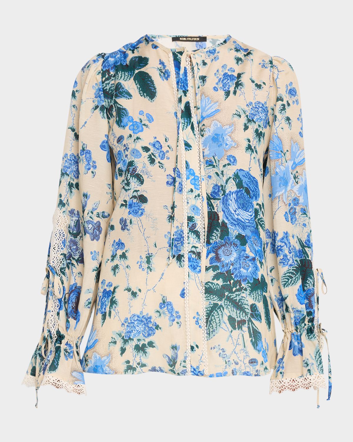 Kobi Halperin Daisy Lace Trim Long-Sleeve Blouse