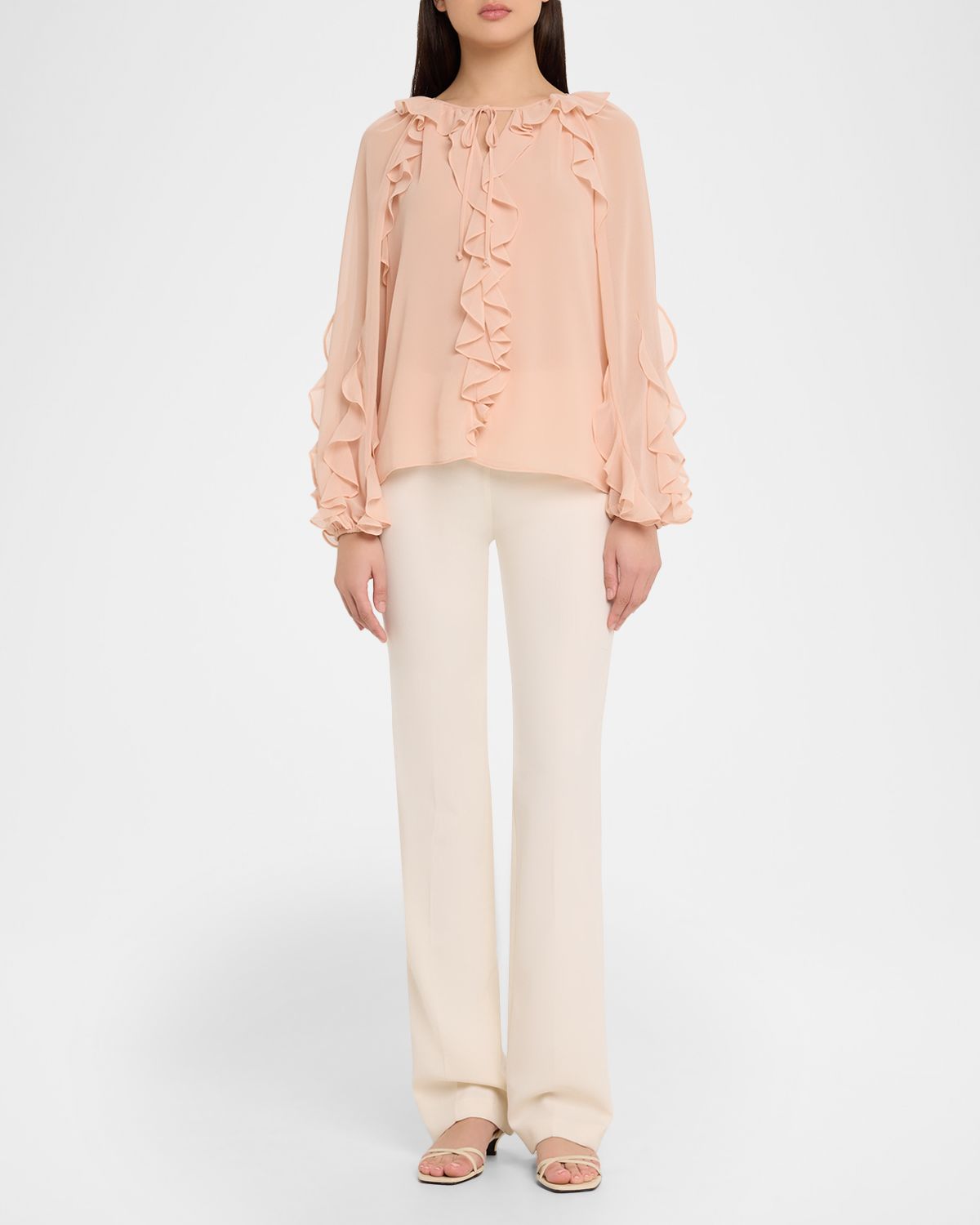 Kobi Halperin Kaytya Ruffled Chiffon Tieneck Blouse