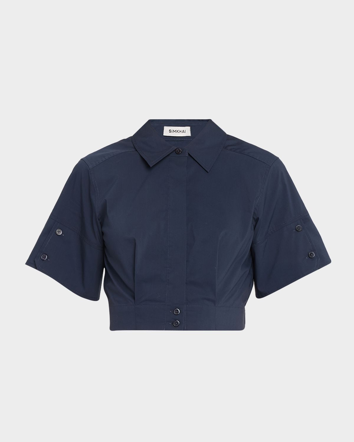 SIMKHAI Sabrina Cropped Short-Sleeve Top