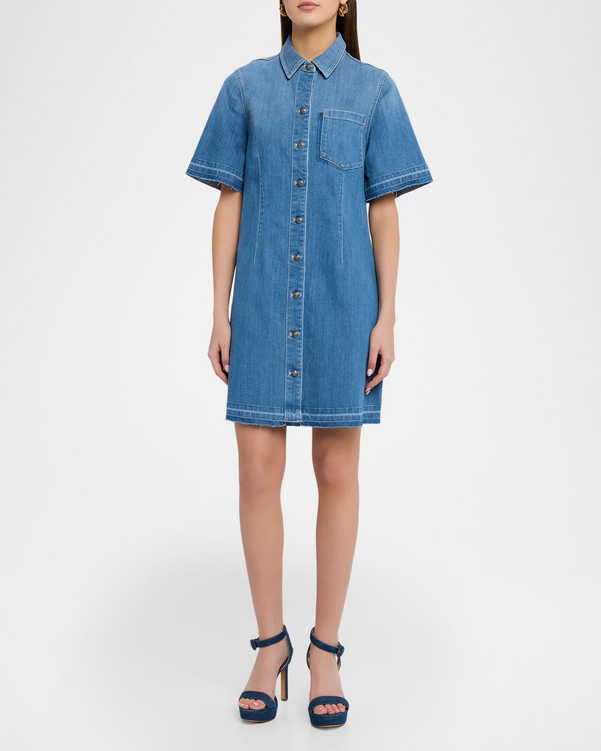 Kobi Halperin Alice Stretch-Denim Raw-Edge Minidress