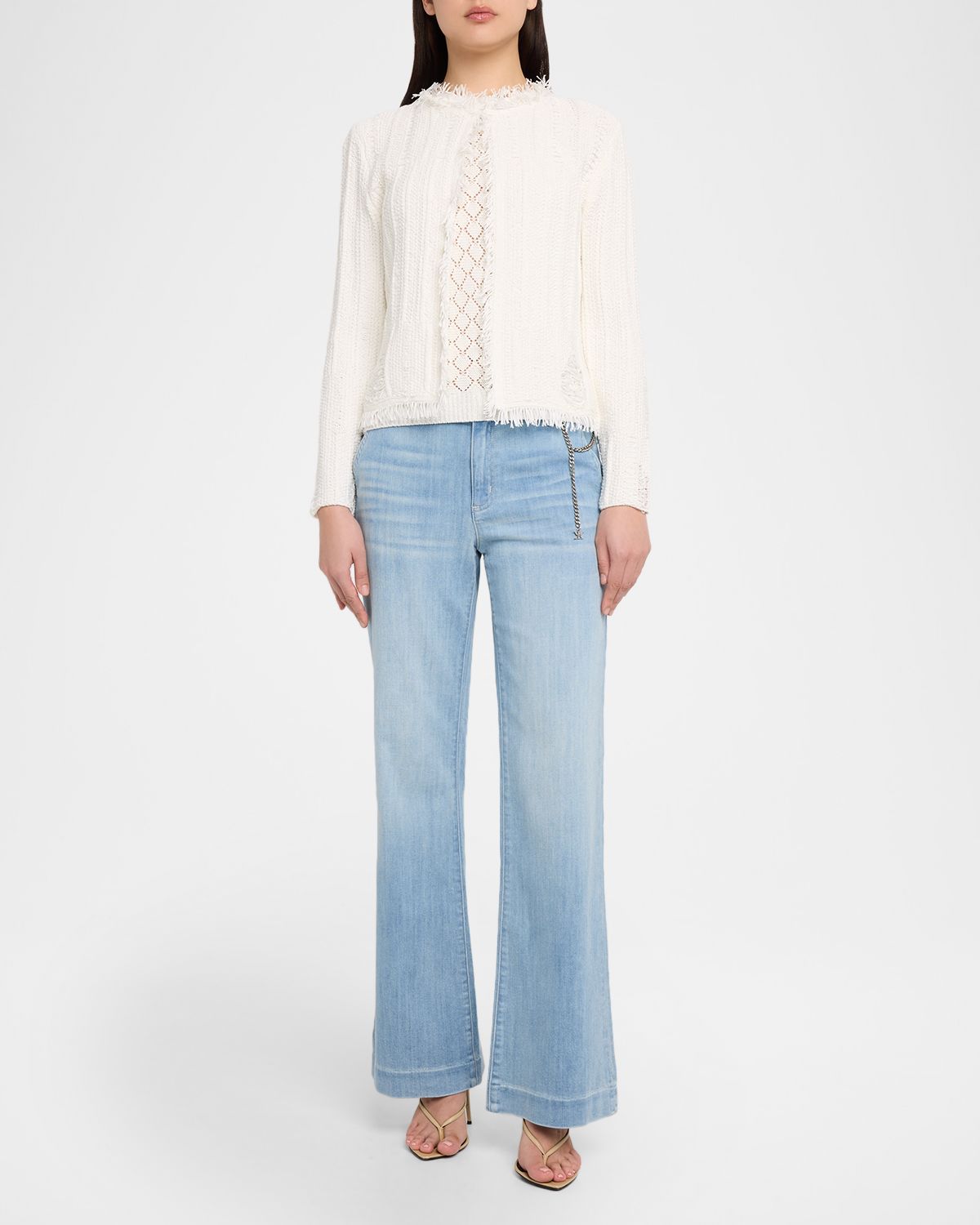 Kobi Halperin Marlee Fringe Trim Open Front Sweater