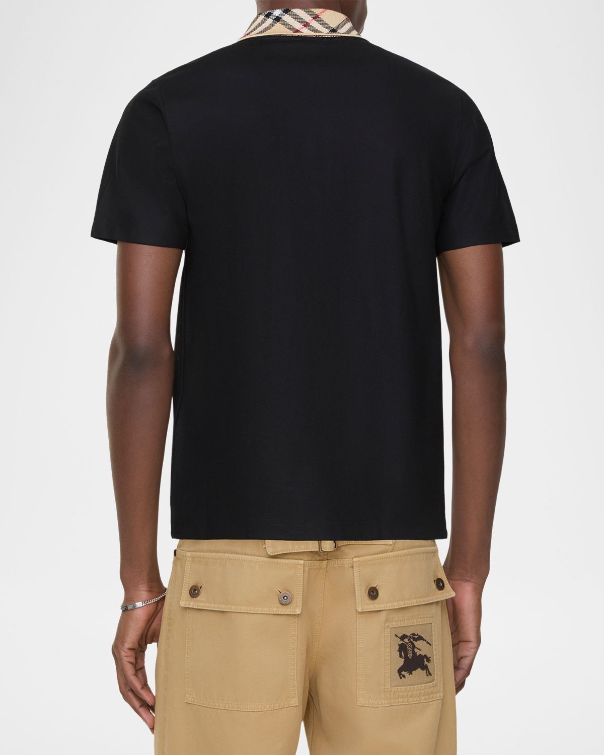 Burberry Men 's Check-Collar Cotton Polo Shirt