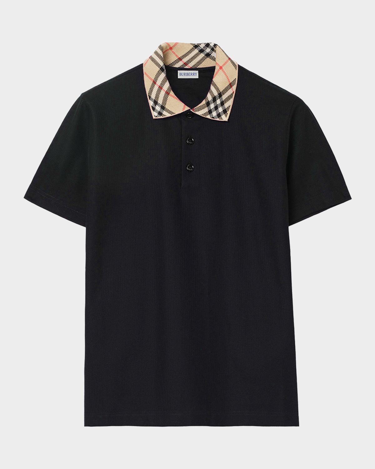 Burberry Men 's Check-Collar Cotton Polo Shirt