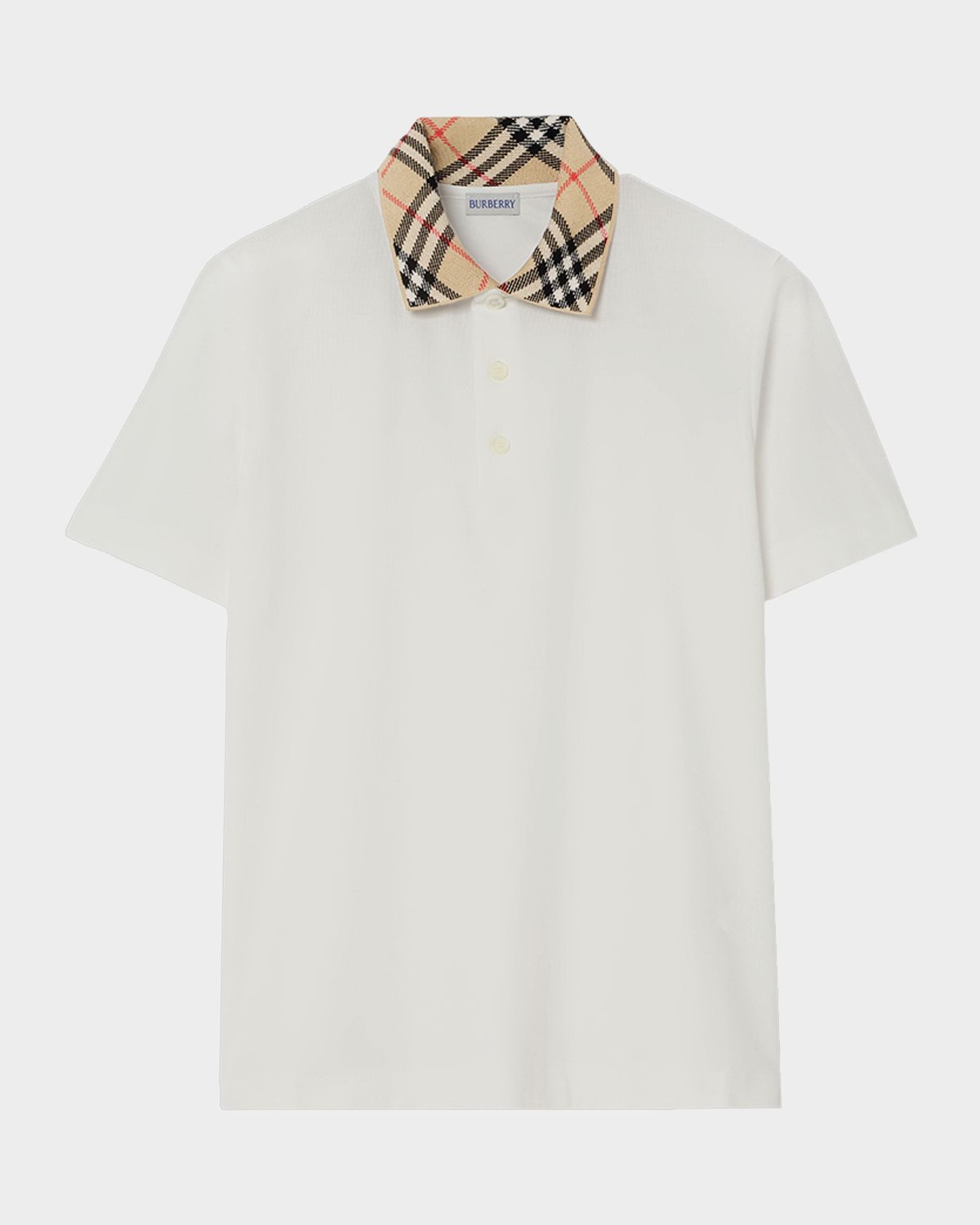Burberry Men 's Check-Collar Cotton Polo Shirt