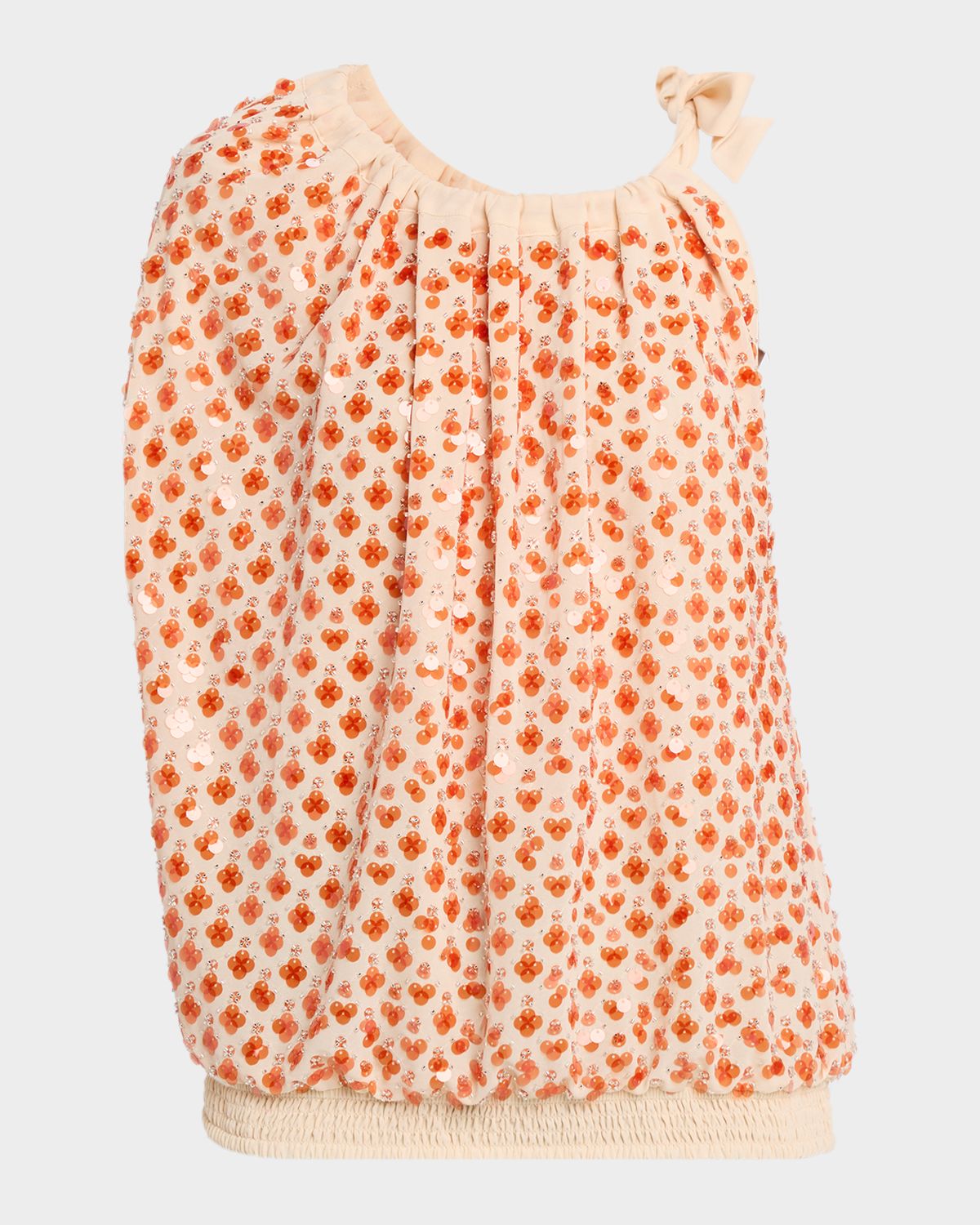 Essentiel Antwerp Jocelyn Sequined Asymmetric Tie-Neck Top