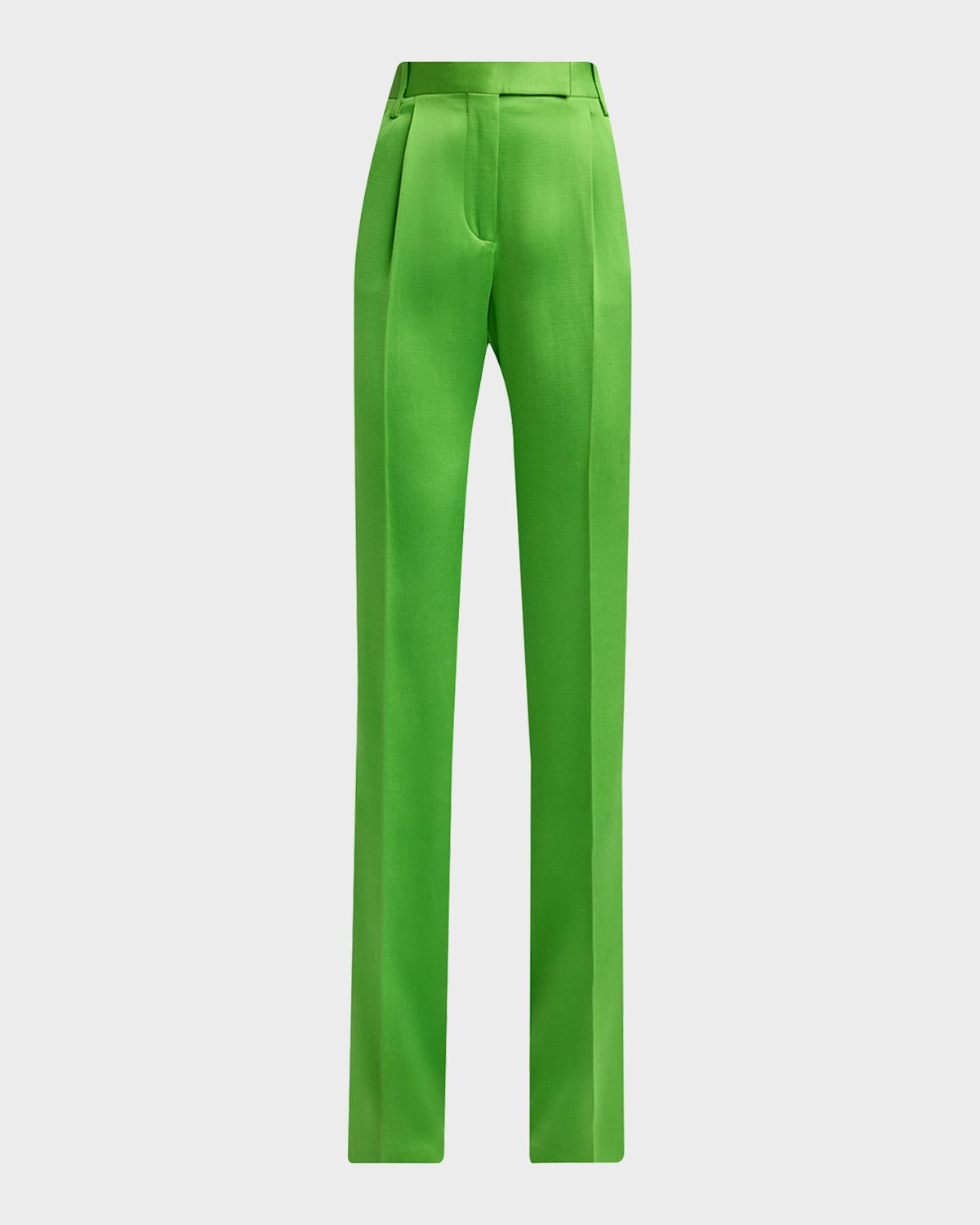 TOM FORD Pleated Silk Straight-Leg Trousers