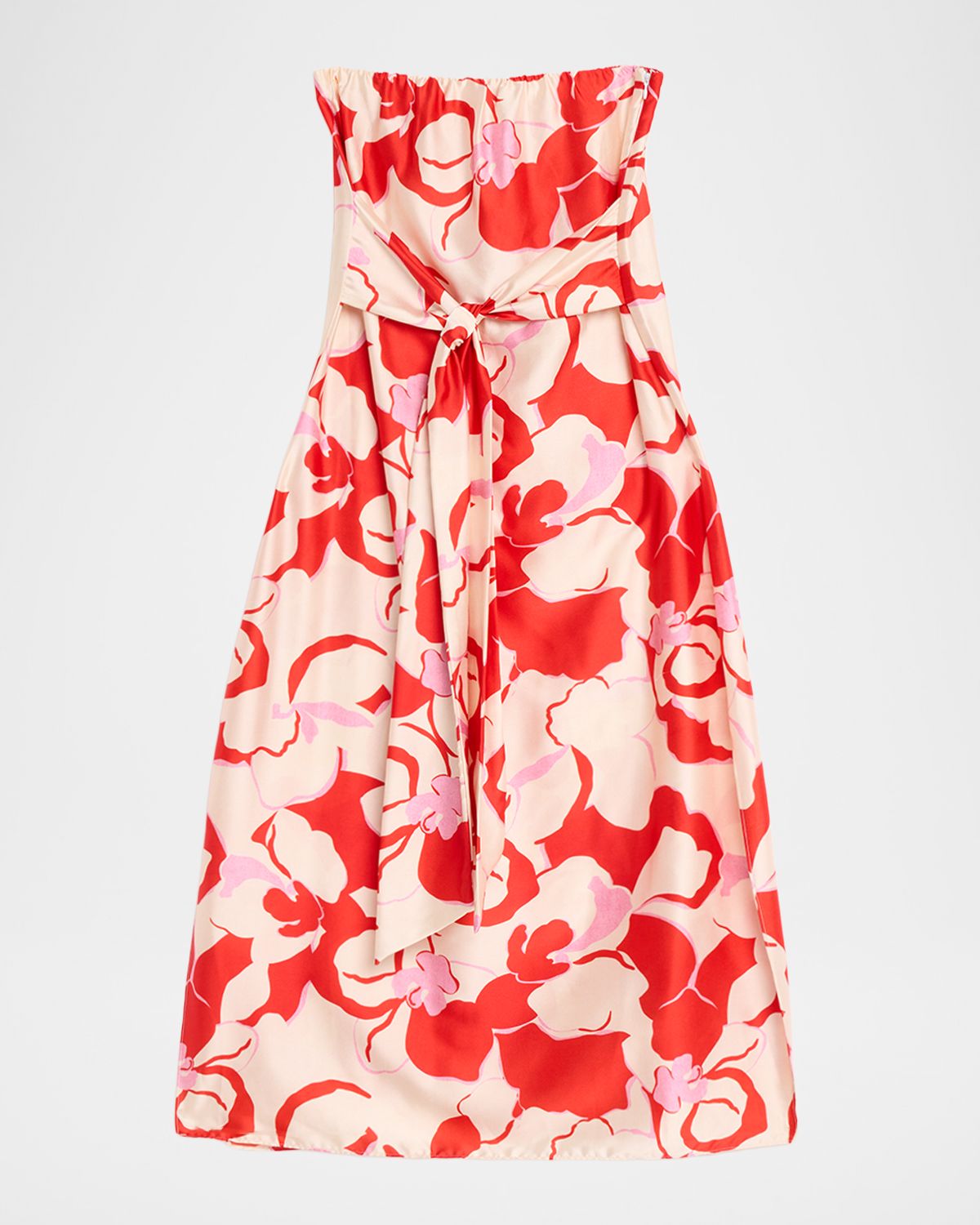 MISA Los Angeles Damalis Strapless Satin Midi Dress