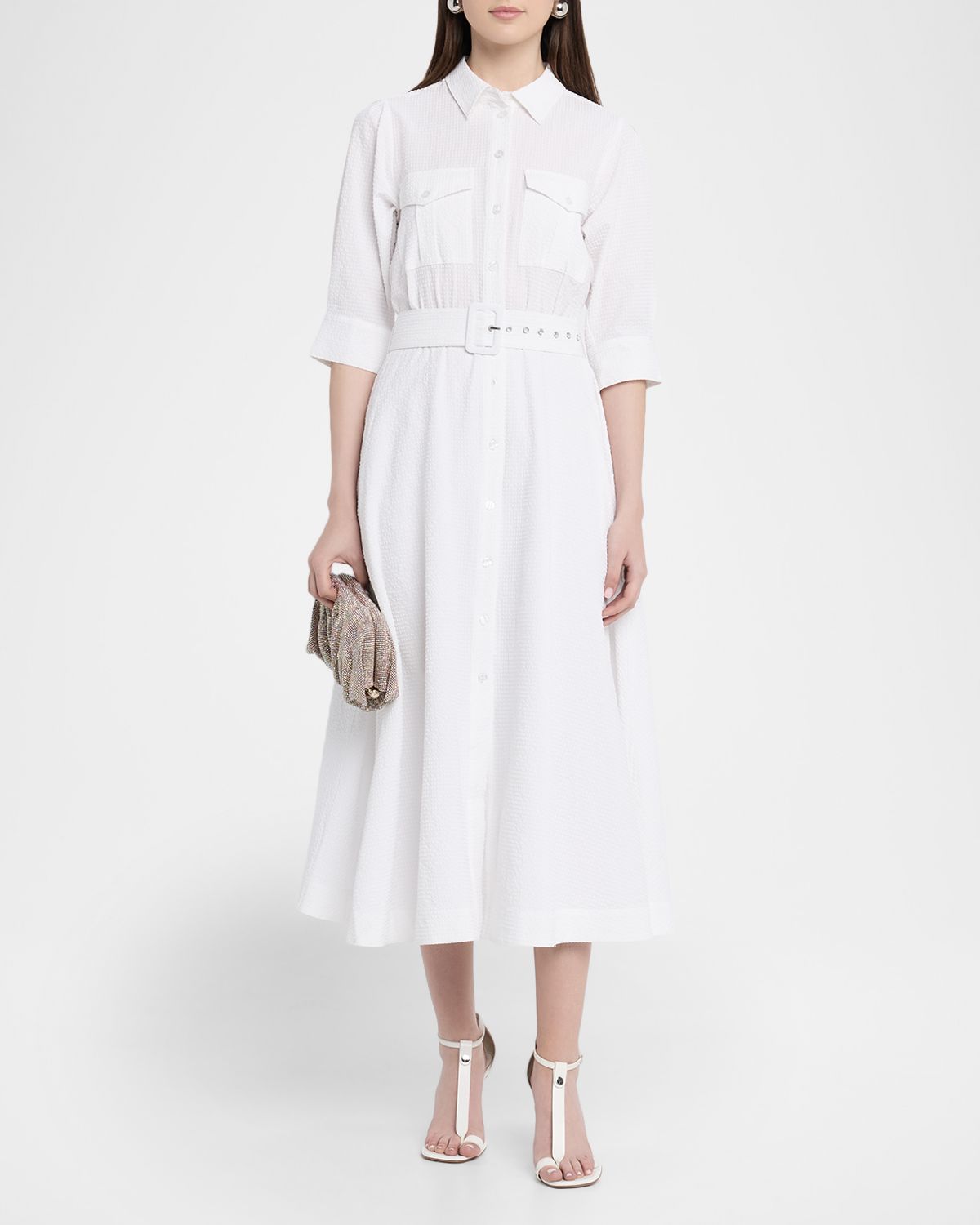 Essentiel Antwerp Jizo Belted Midi Shirtdress