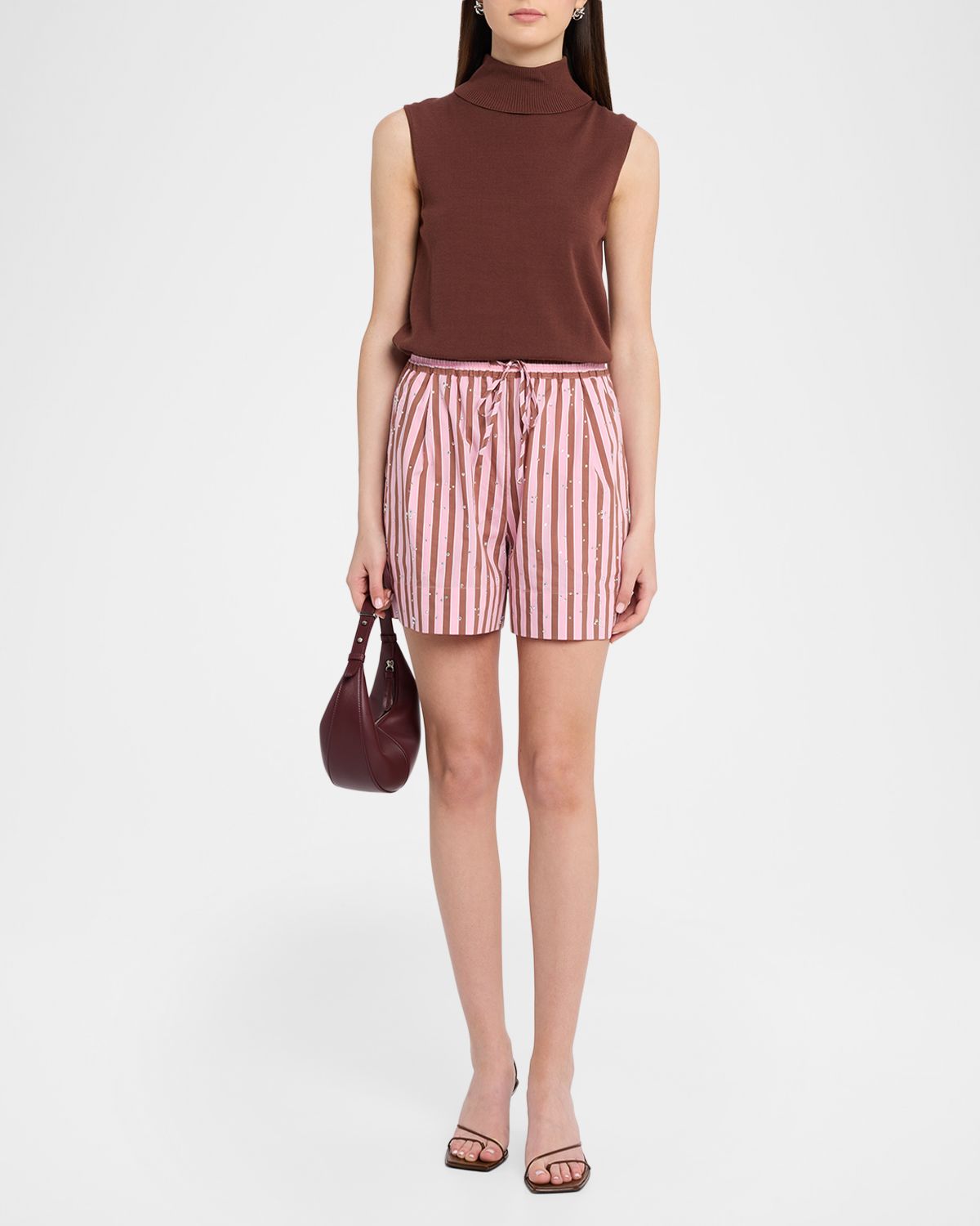 Essentiel Antwerp Jeeuw Embellished Striped Shorts