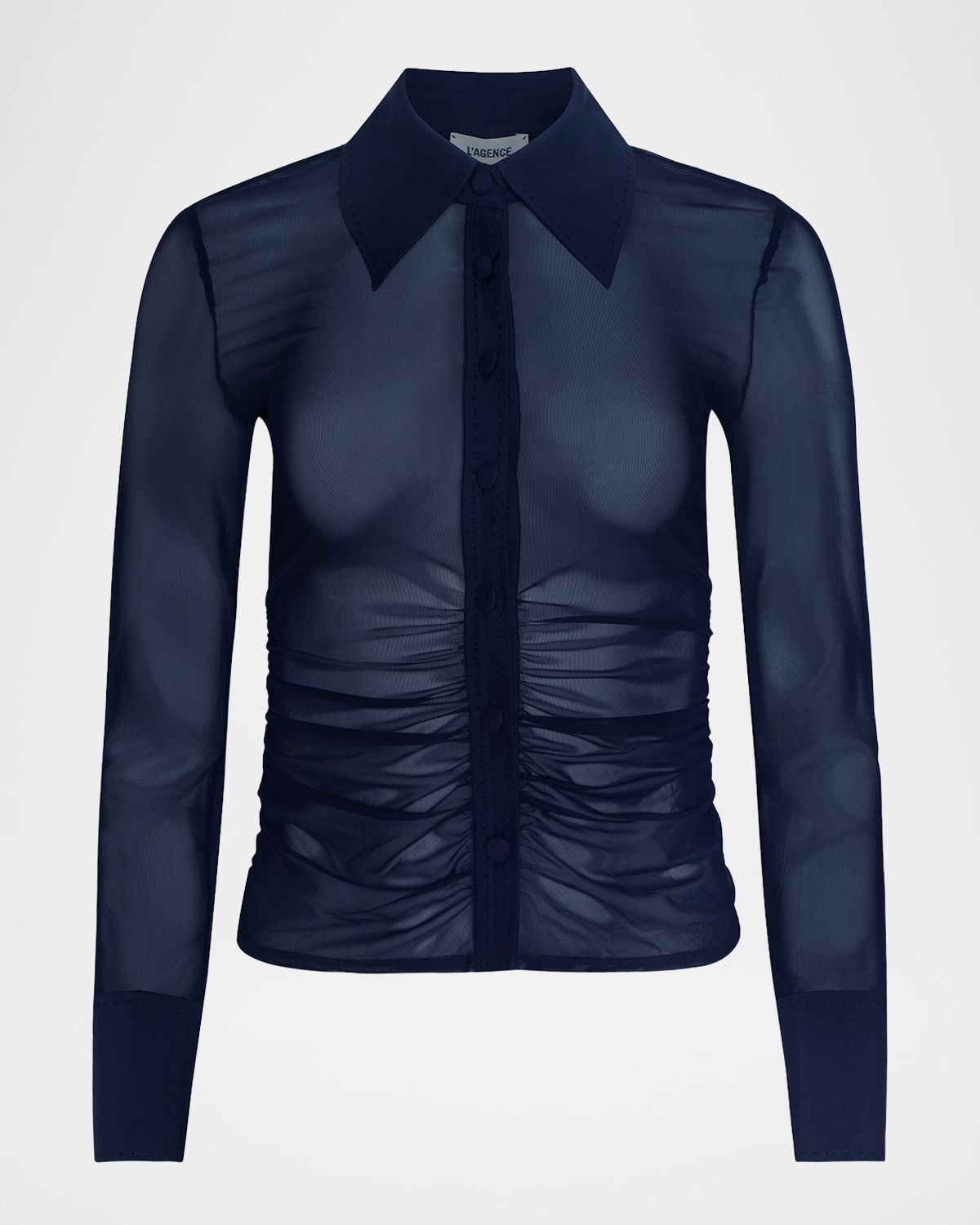 L 'Agence Isola Mesh Button-Front Blouse