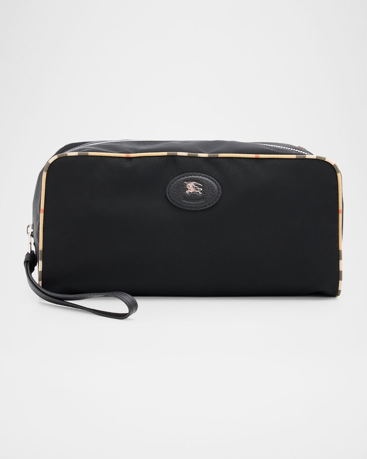 Burberry Men 's Medium Check-Trim Travel Zip Pouch