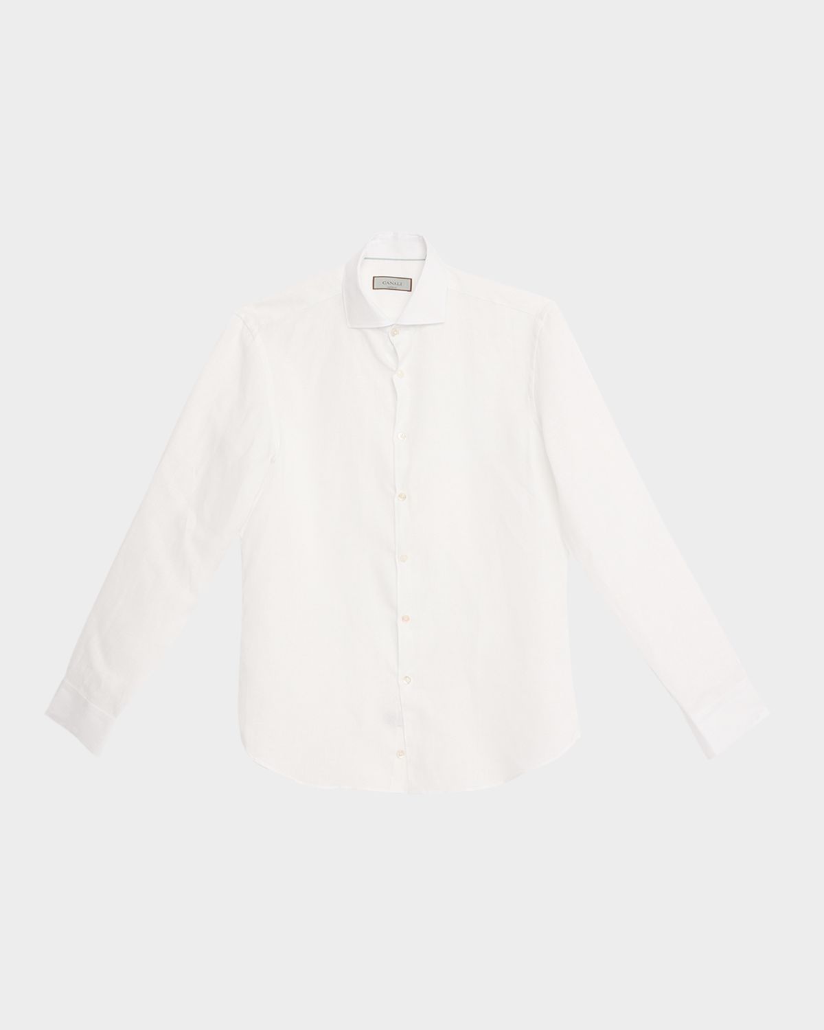 Canali Men 's Linen Solid Sport Shirt