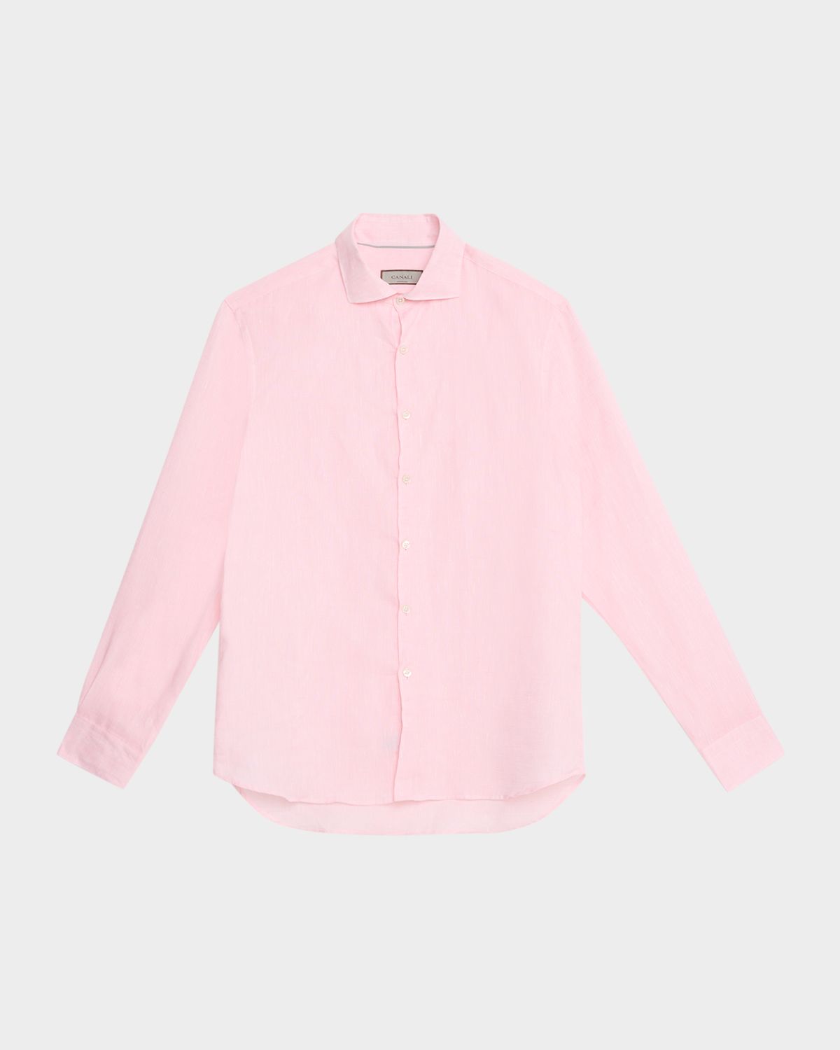 Canali Men 's Linen Solid Sport Shirt