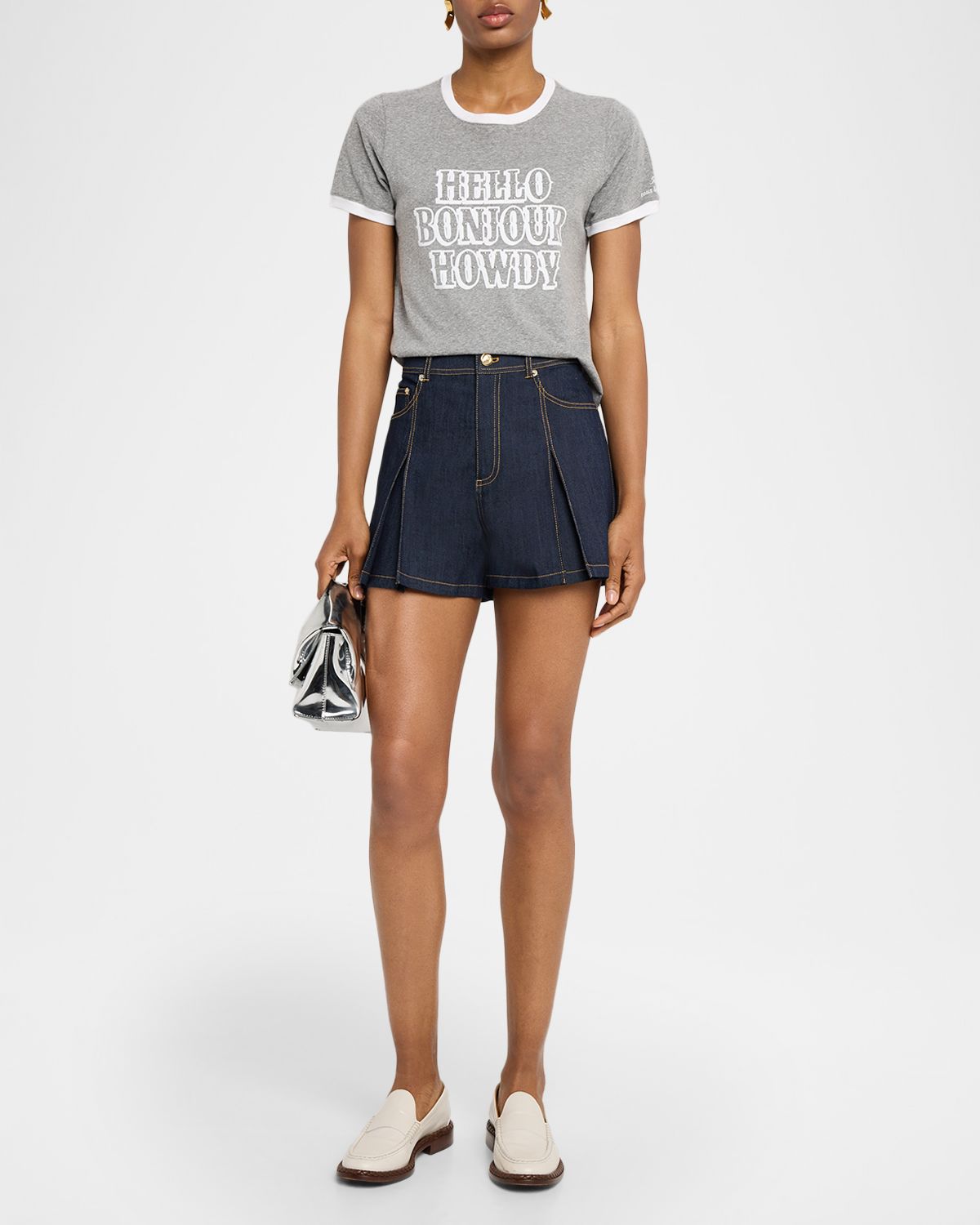 Cinq a Sept Desi Pleated Denim Shorts