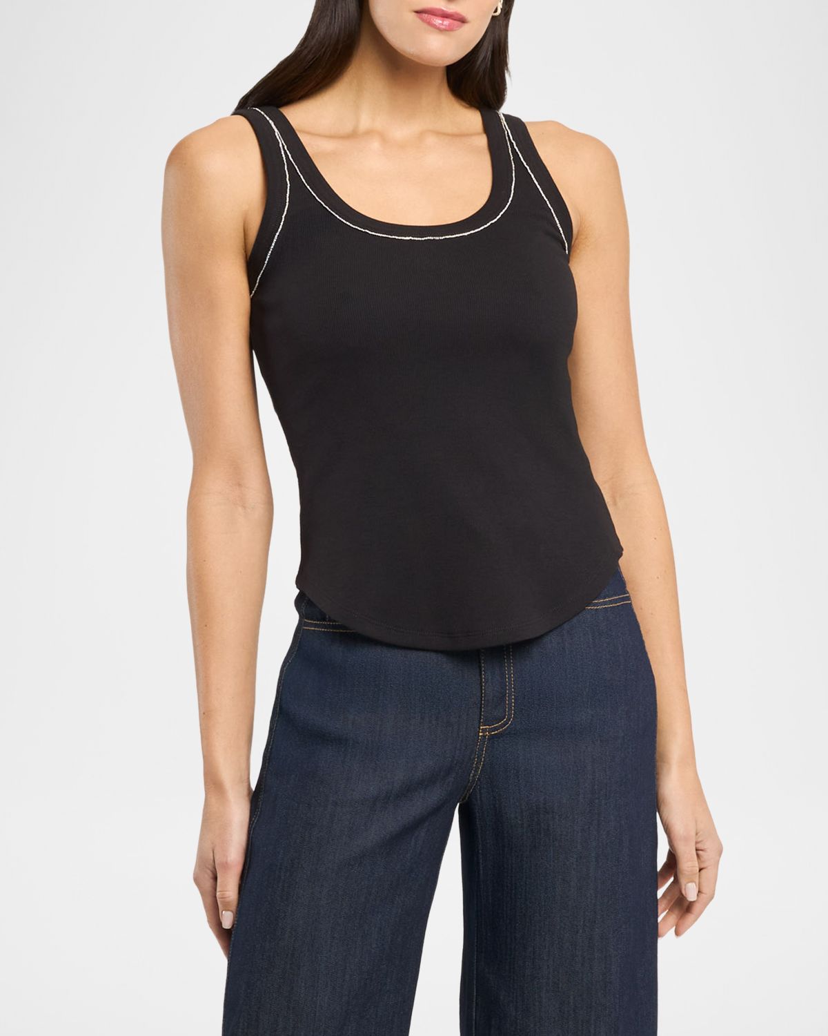 Cinq a Sept Quenta Rhinestone-Trim Tank Top