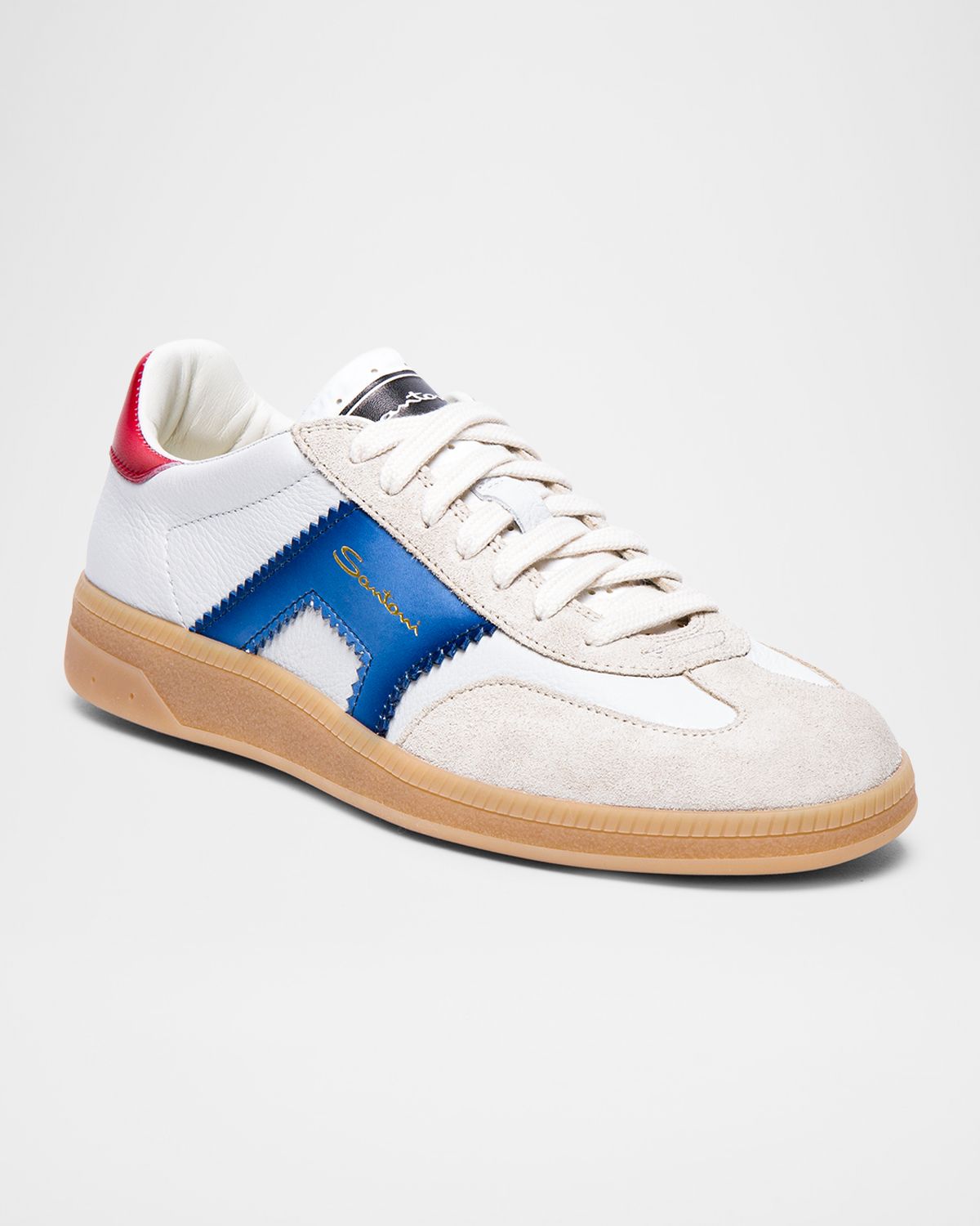 Santoni DBS Oly Mixed Leather Low-Top Sneakers