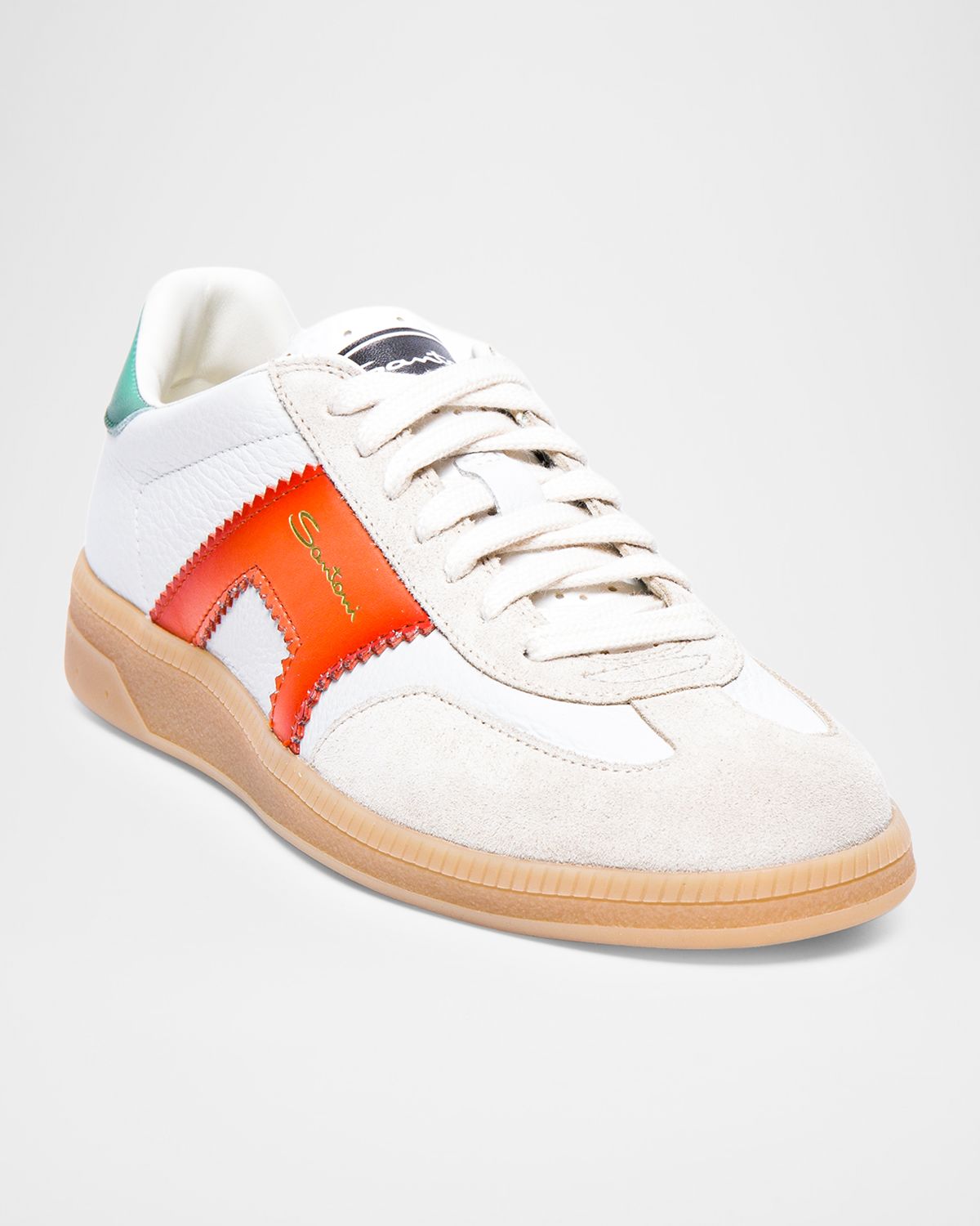 Santoni DBS Oly Mixed Leather Low-Top Sneakers