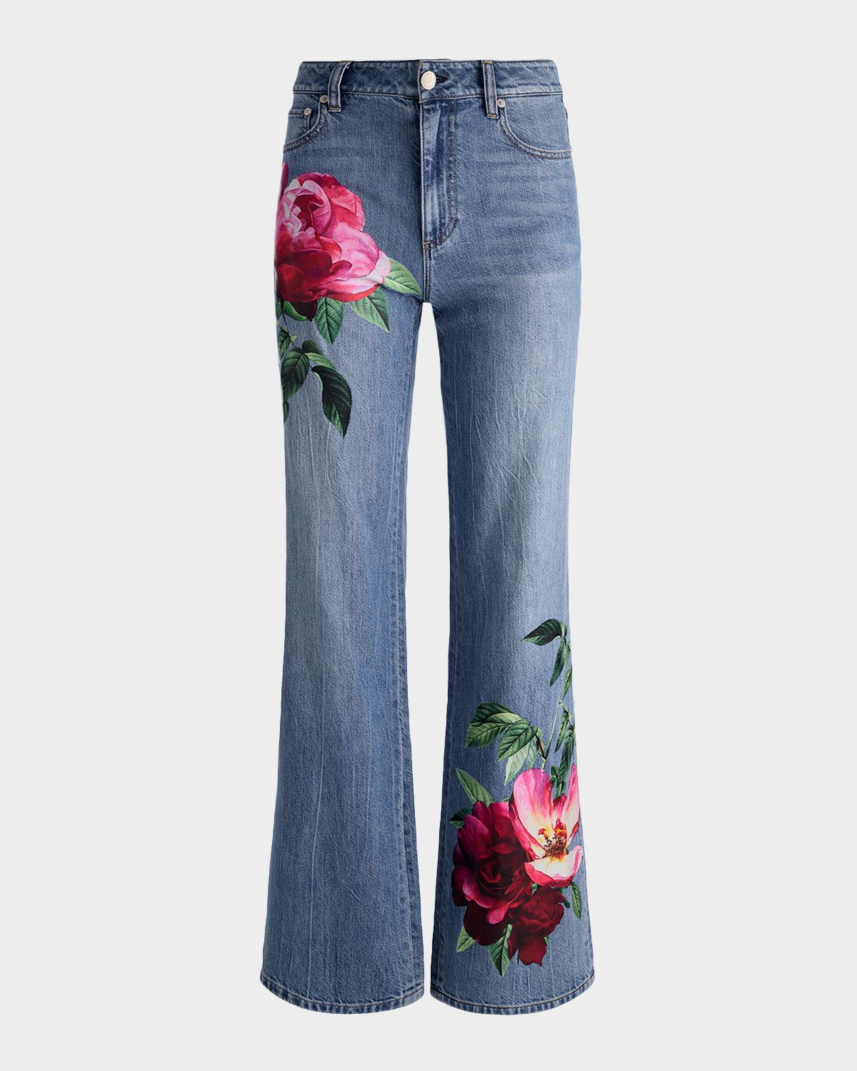 ALICE + OLIVIA Chic Printed Wide-Leg Jeans