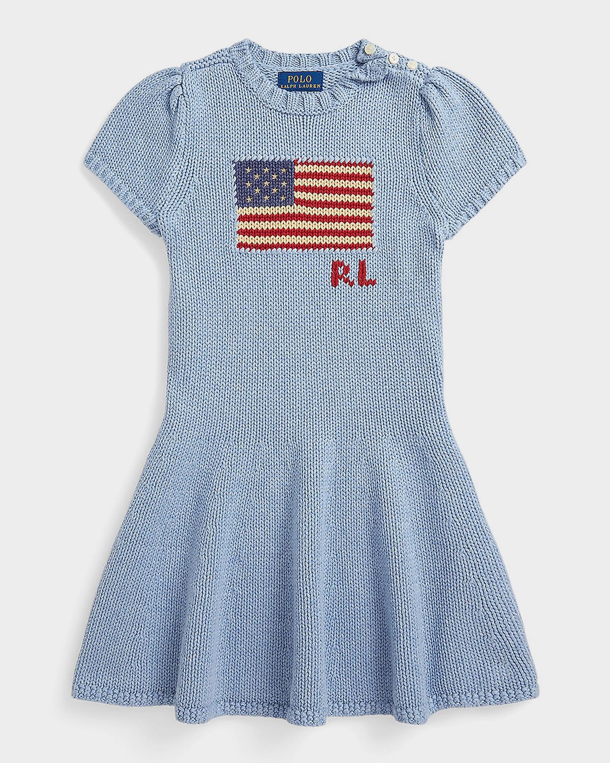 Ralph Lauren Girl 's Flag Intarsia-Knit Cotton Mini Dress, Size 2-6X