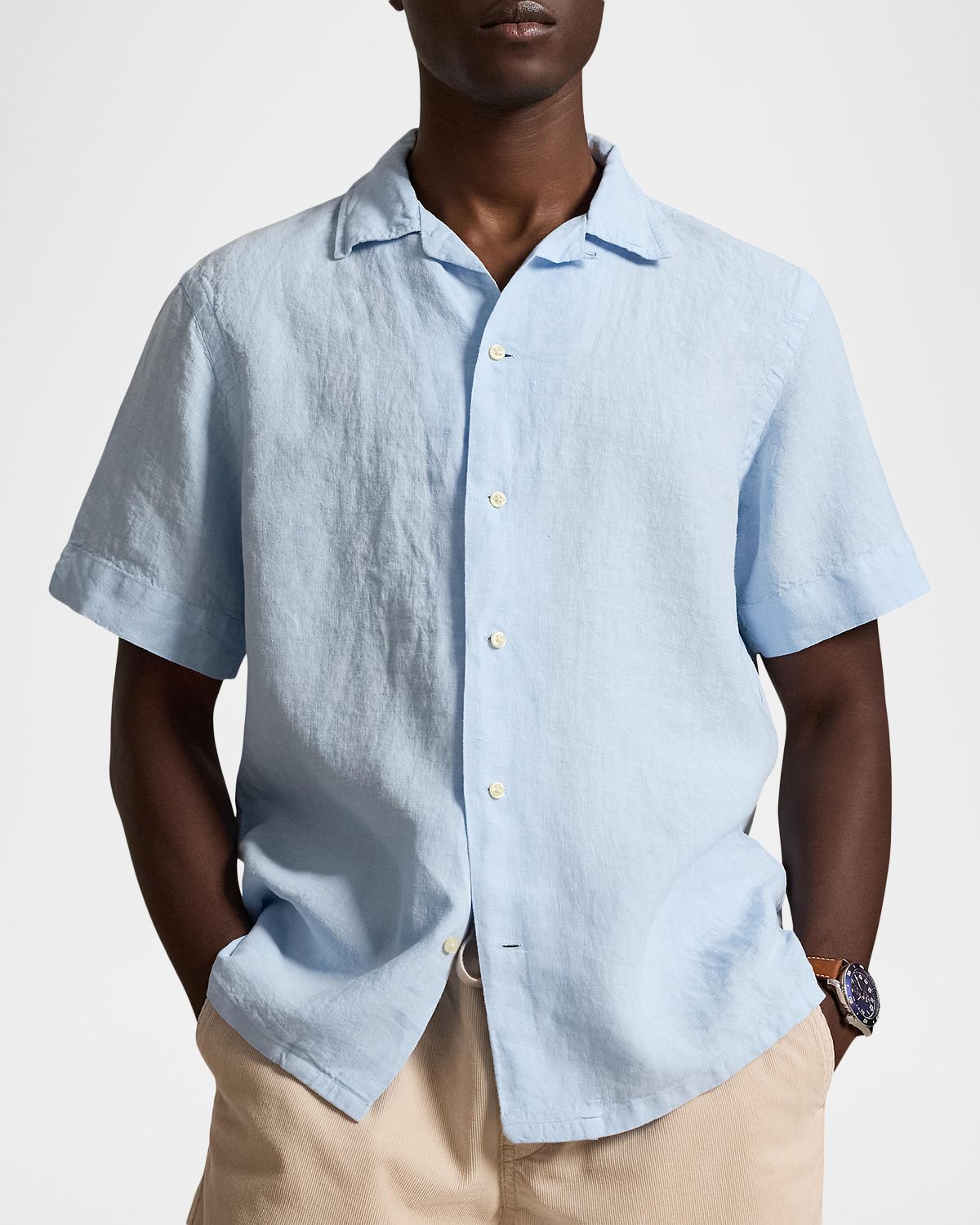 Polo Ralph Lauren Men 's Classic-Fit Linen Camp Shirt | Thumbnail 4 Polo Ralph Lauren Men 's Classic-Fit Linen Camp Shirt | Thumbnail 4