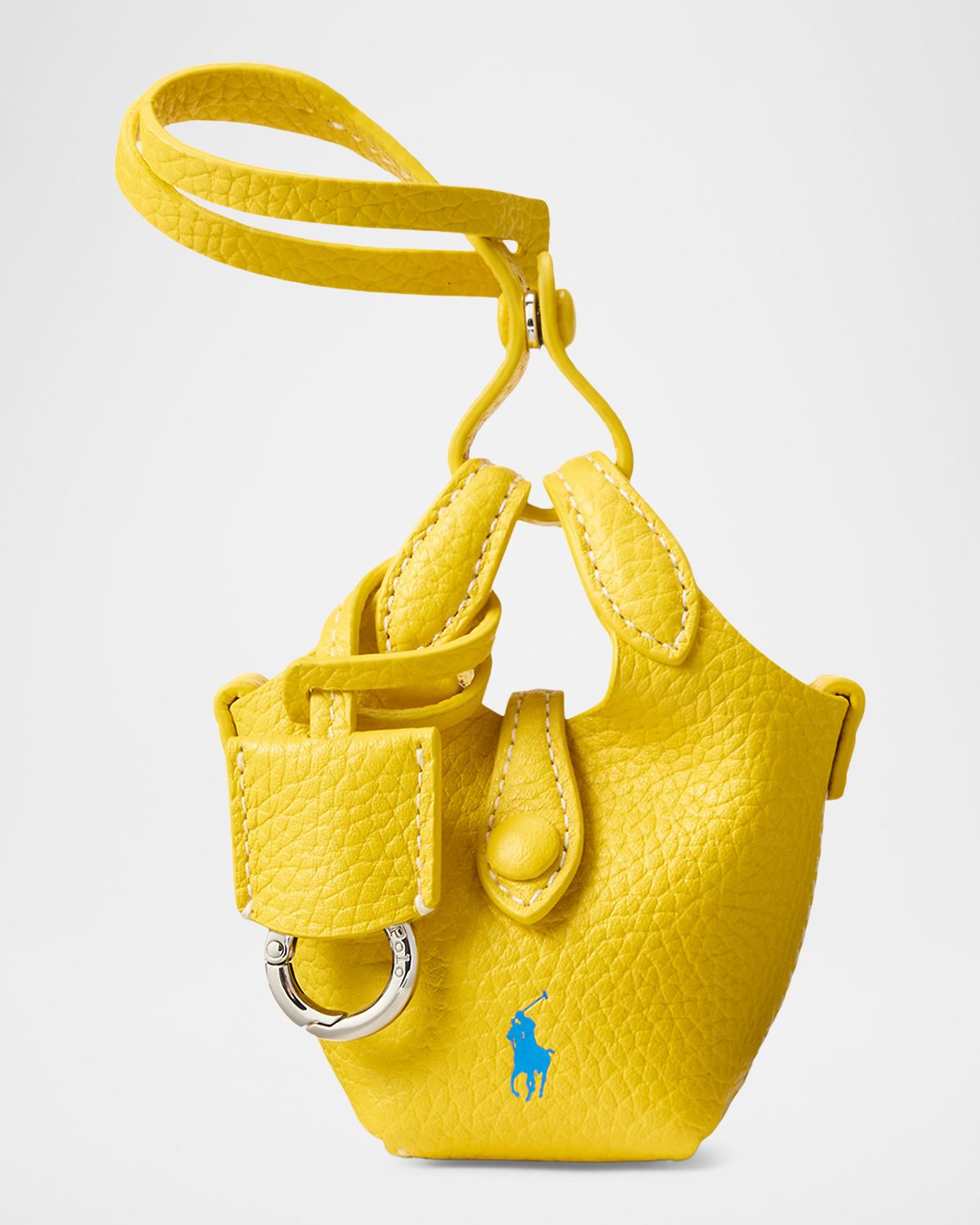 Polo Ralph Lauren Shiny Drum Pebbled Leather Bag Charm