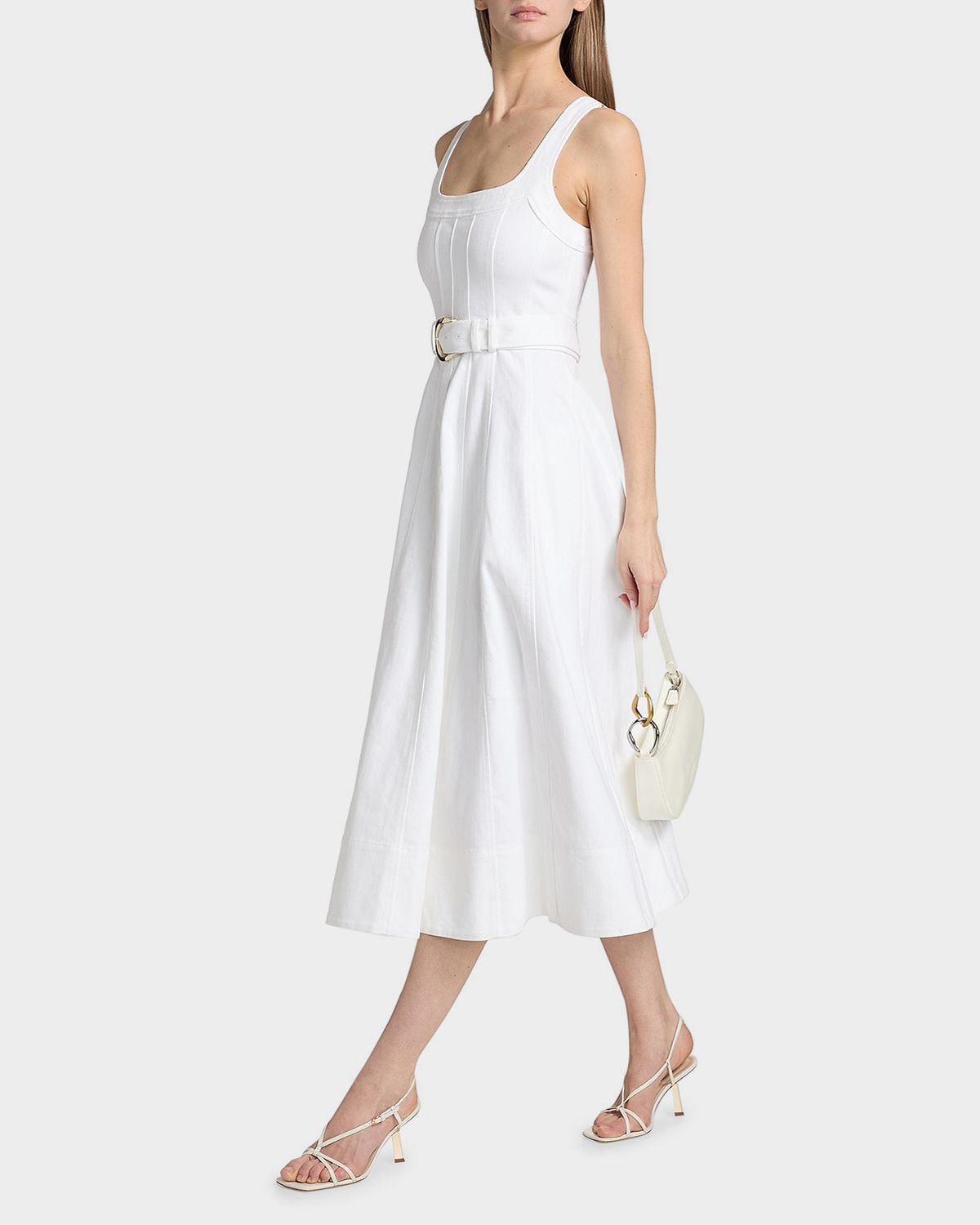 Cinq a Sept Cambree Belted A-Line Denim Midi Dress