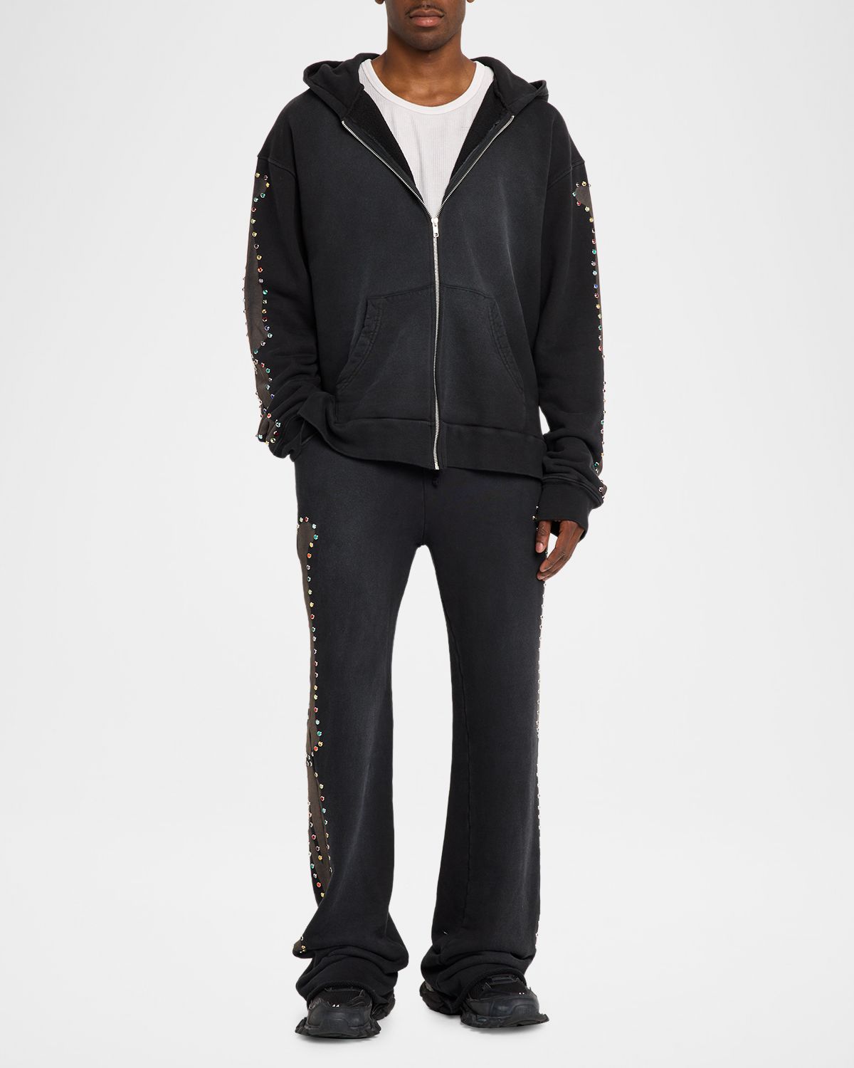 Alchemist Men 's Rhinestone-Embellished Bones Zip-Up Hoodie | Thumbnail 5 Alchemist Men 's Rhinestone-Embellished Bones Zip-Up Hoodie | Thumbnail 5